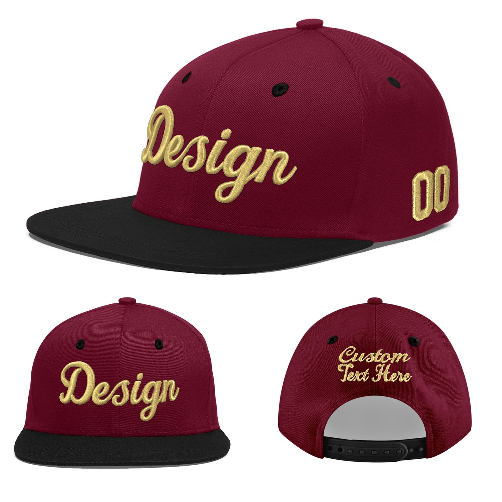 Custom Navy Orange 3D Puff Embroidery Flat Embroidery Casual Sport Baseball Cap