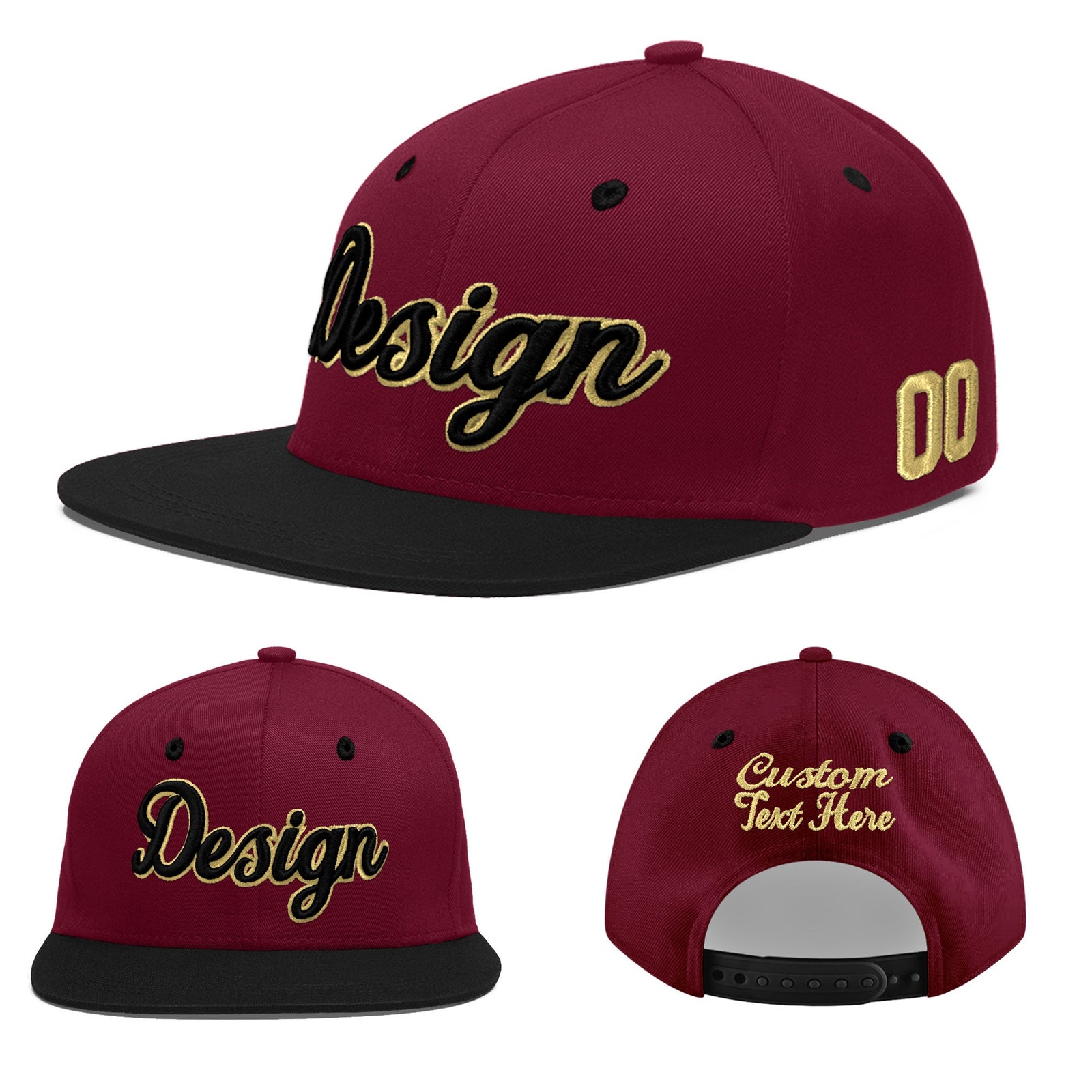 Custom Navy Orange 3D Puff Embroidery Flat Embroidery Casual Sport Baseball Cap