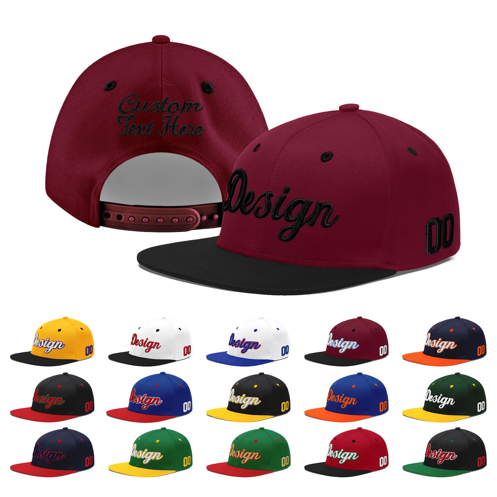 Custom Navy Orange 3D Puff Embroidery Flat Embroidery Casual Sport Baseball Cap
