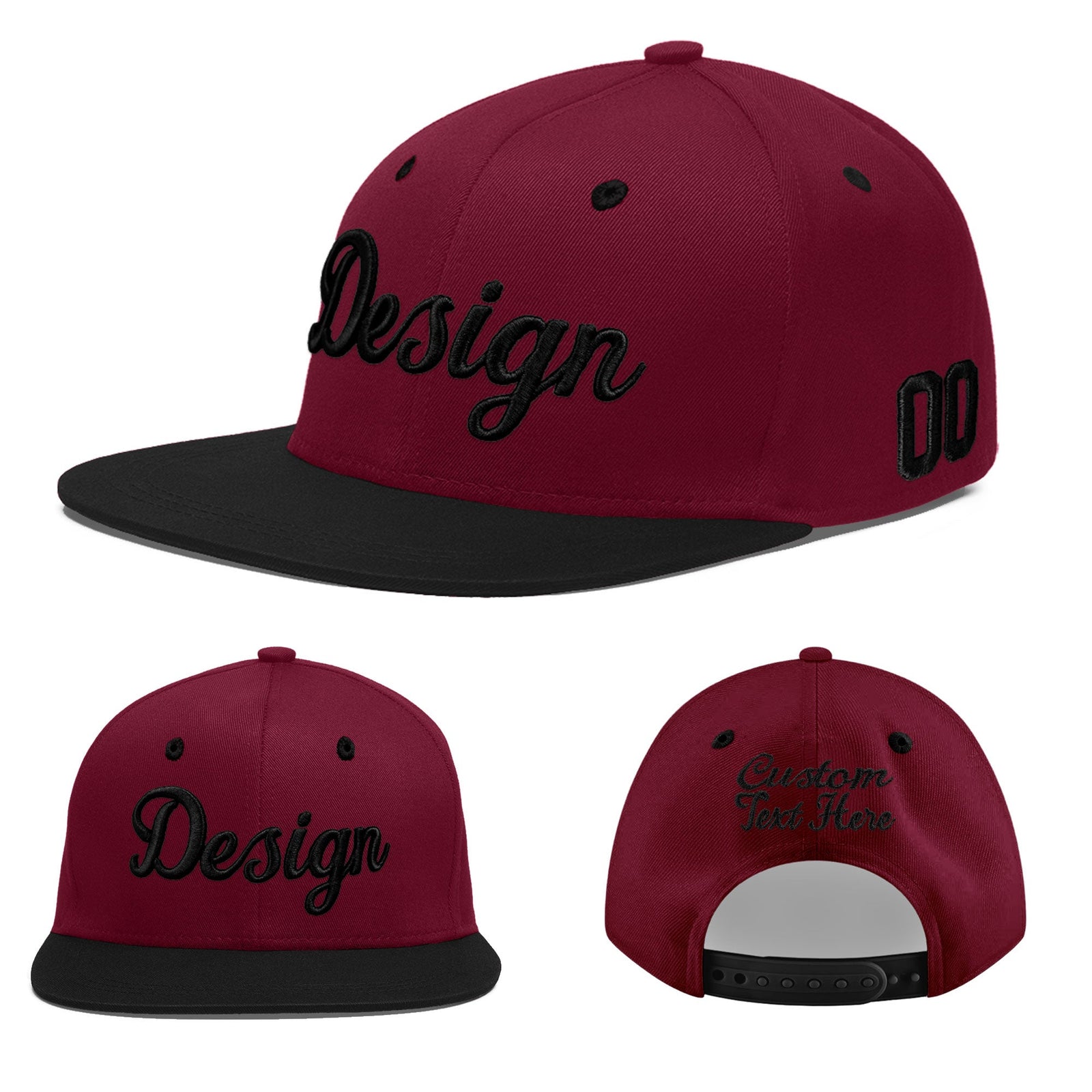 Custom Navy Orange 3D Puff Embroidery Flat Embroidery Casual Sport Baseball Cap