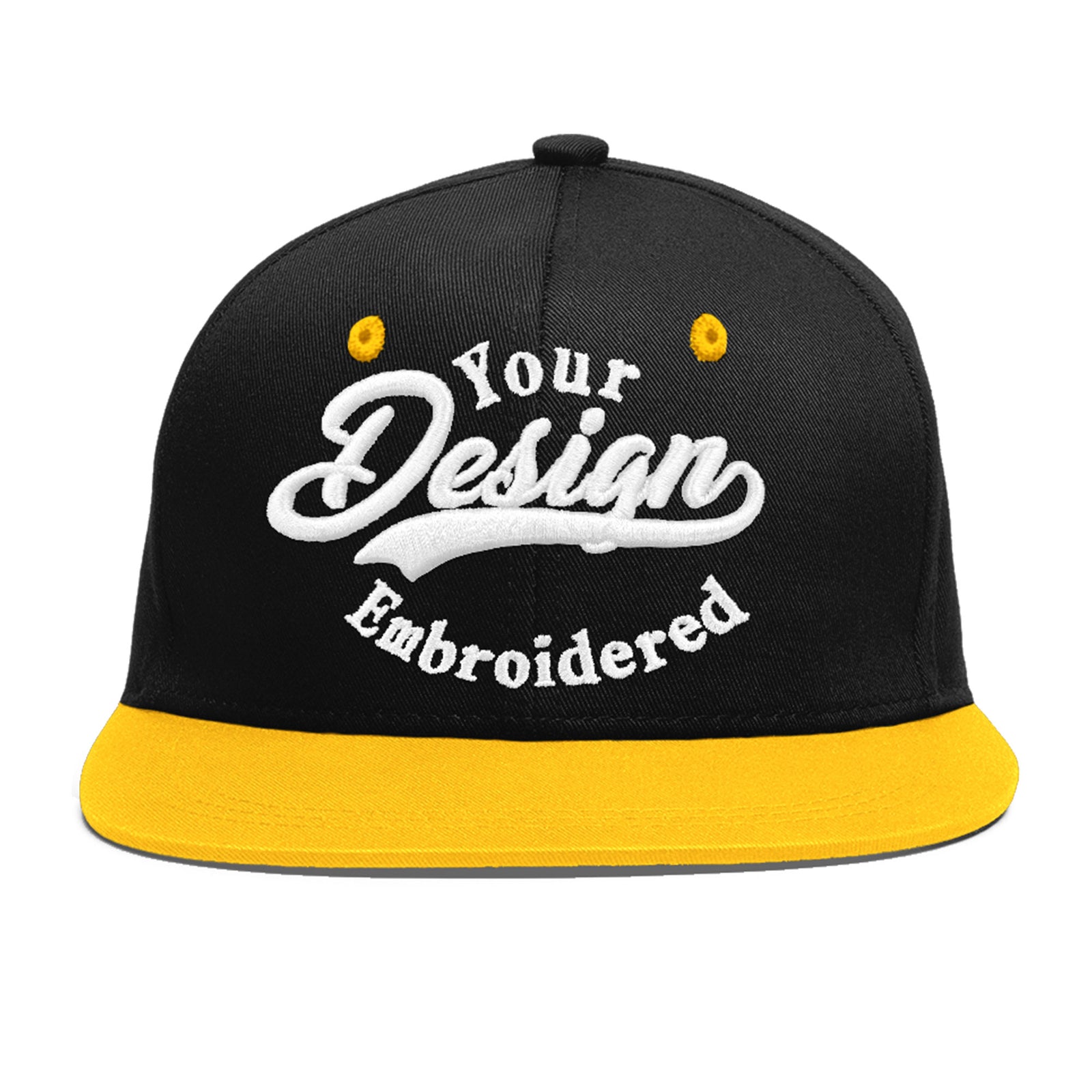 Custom Black Gold 3D Puff Embroidery Flat Embroidery Casual Sport Baseball Cap