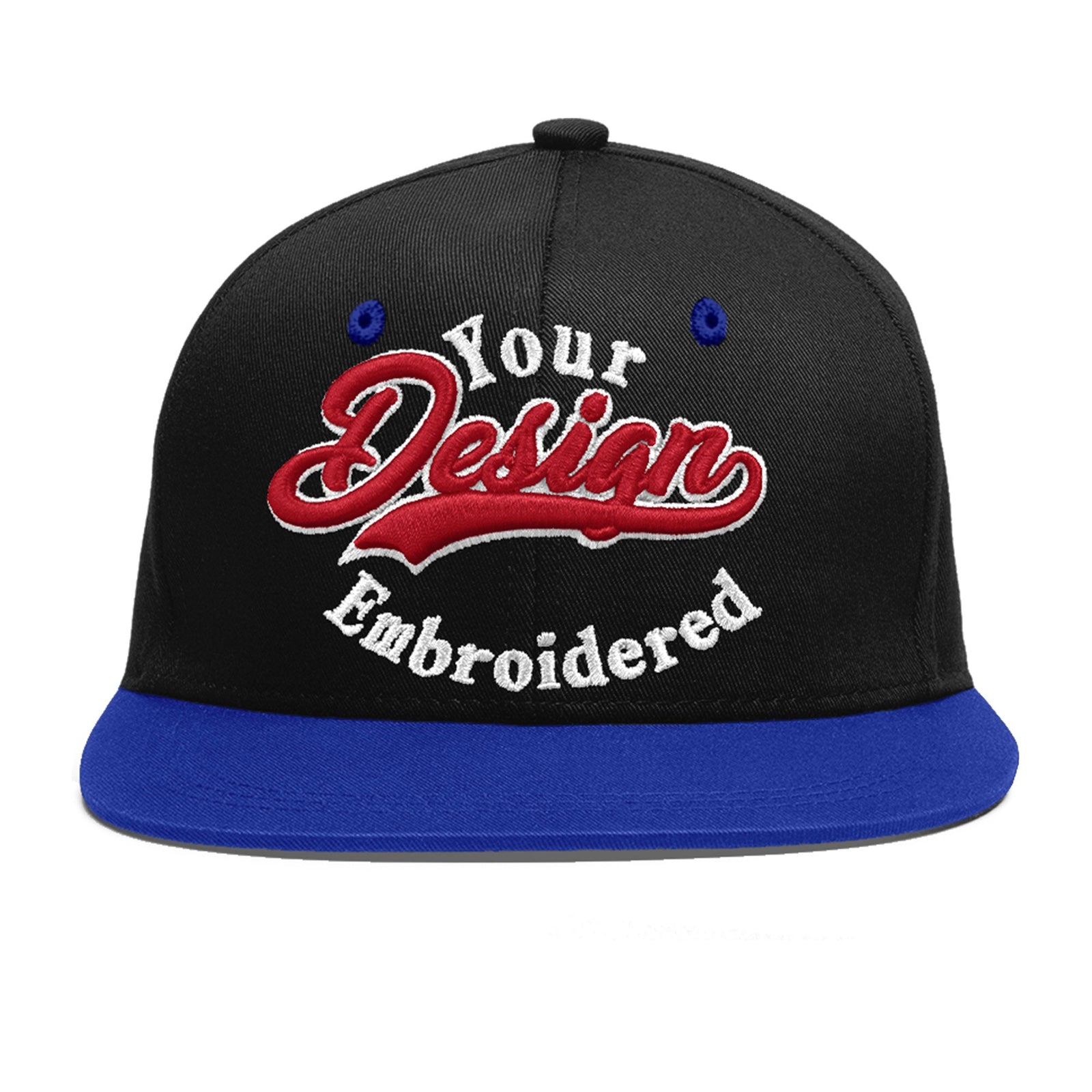 Custom Black Royal Blue 3D Puff Embroidery Flat Embroidery Casual Sport Baseball Cap