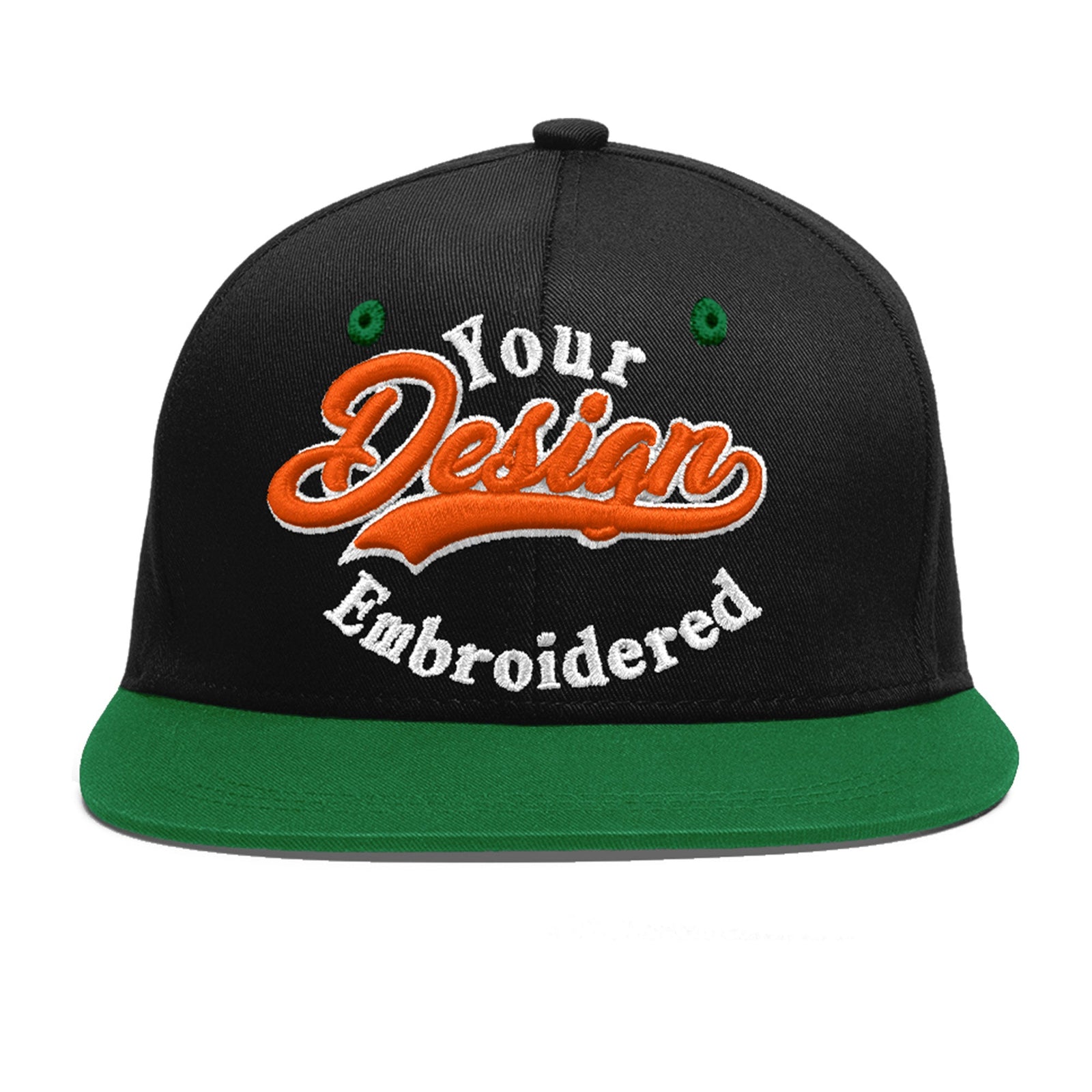 Custom Black Kelly Green 3D Puff Embroidery Flat Embroidery Casual Sport Baseball Cap