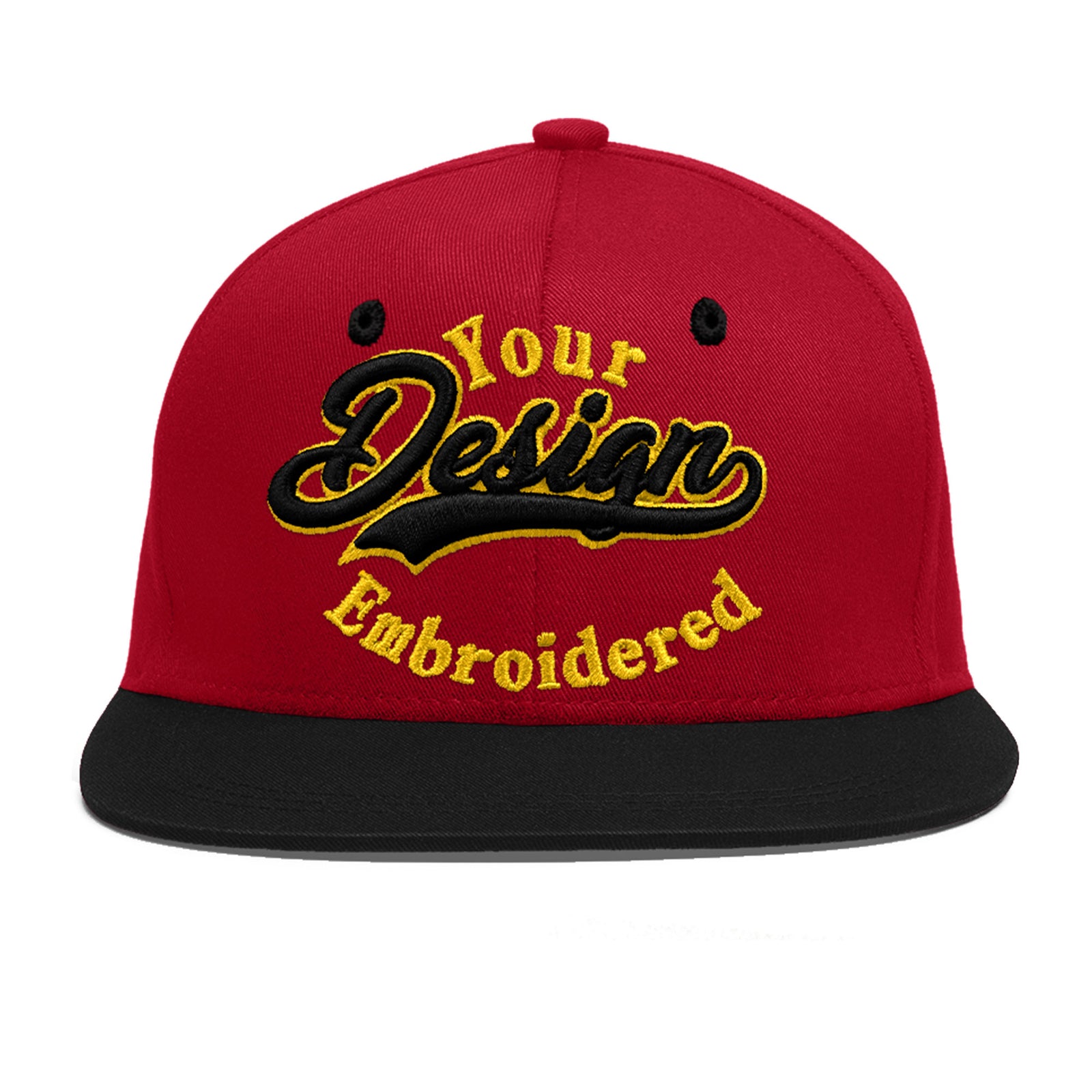 Custom Red Black 3D Puff Embroidery Flat Embroidery Casual Sport Baseball Cap
