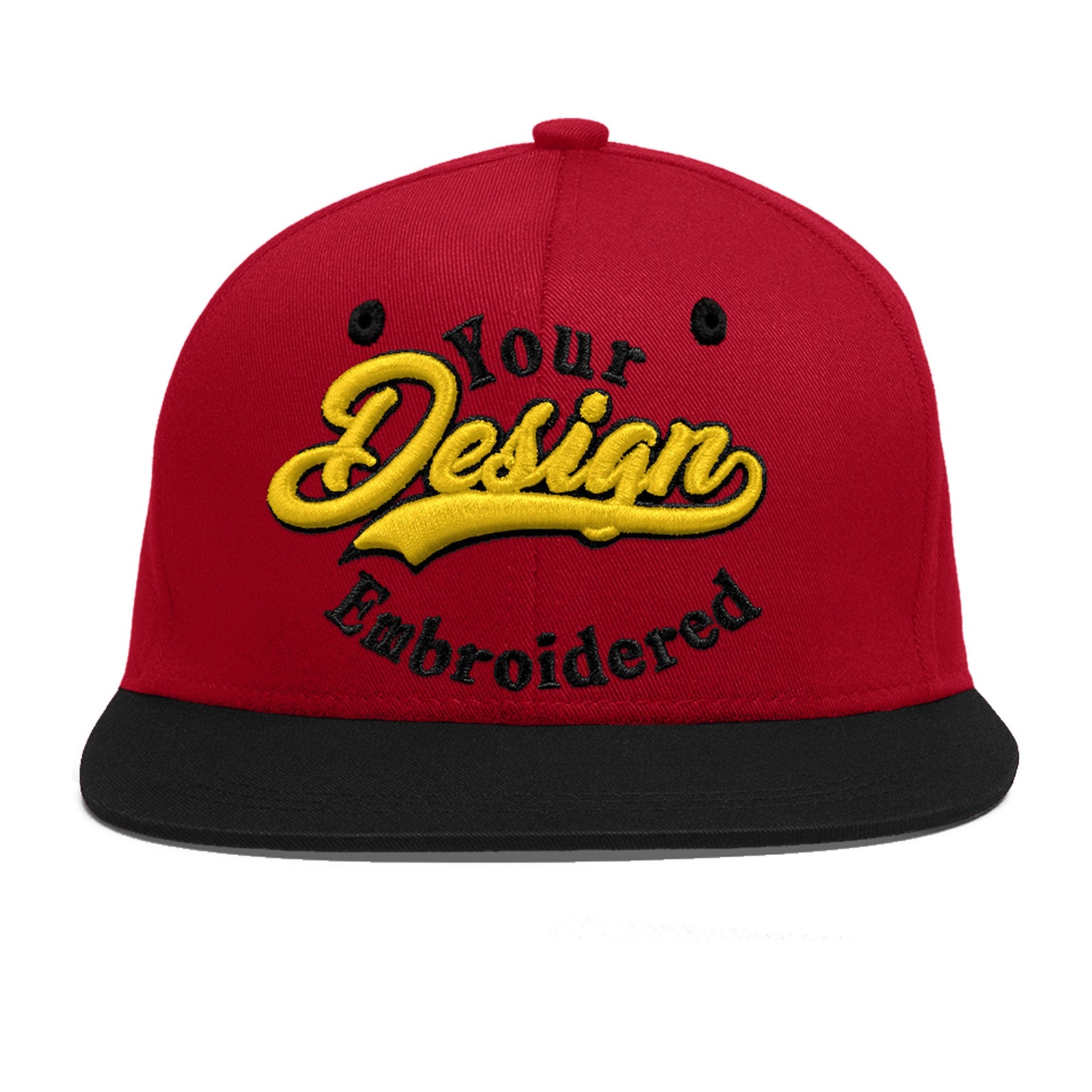 Custom Red Black 3D Puff Embroidery Flat Embroidery Casual Sport Baseball Cap
