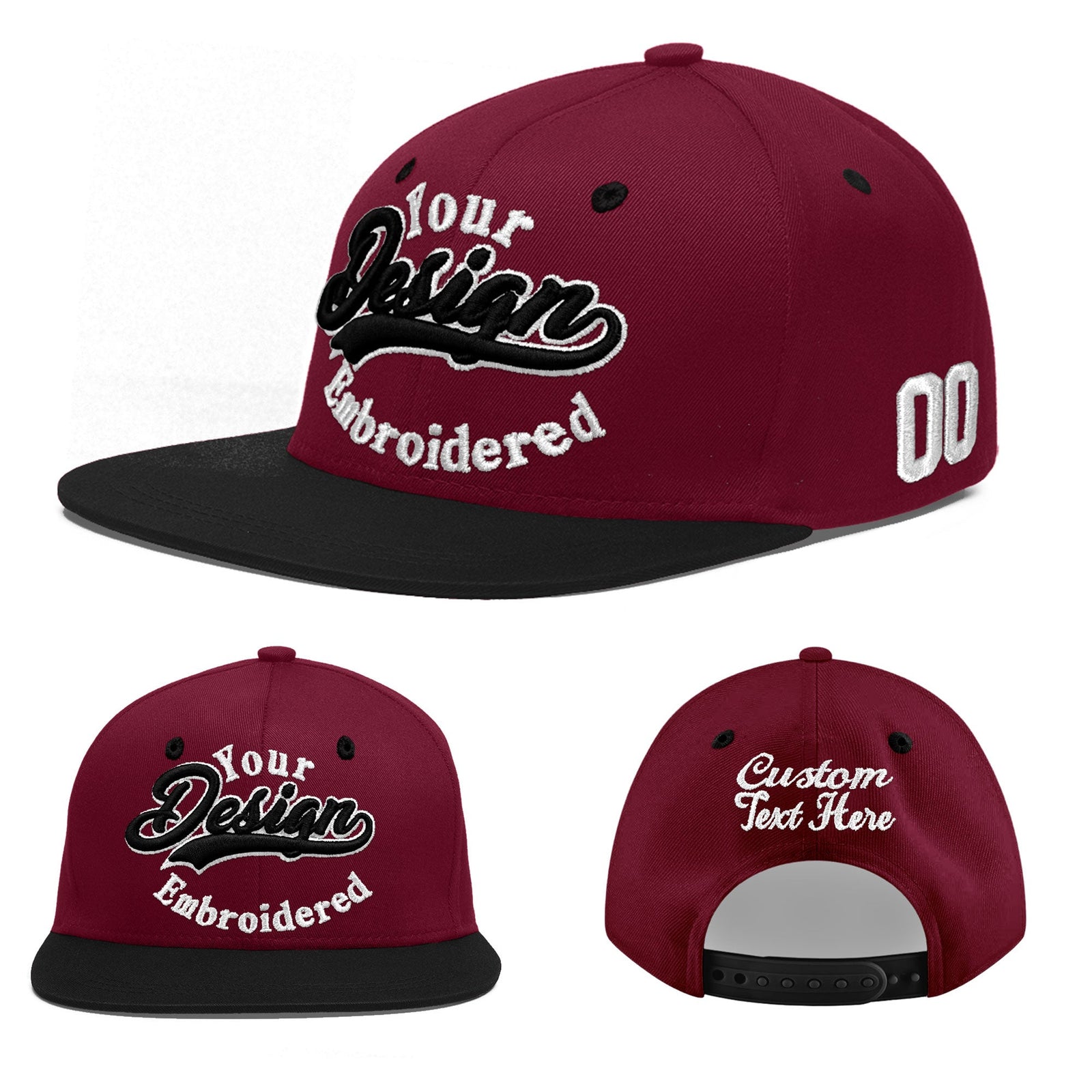 Custom Navy Orange 3D Puff Embroidery Flat Embroidery Casual Sport Baseball Cap
