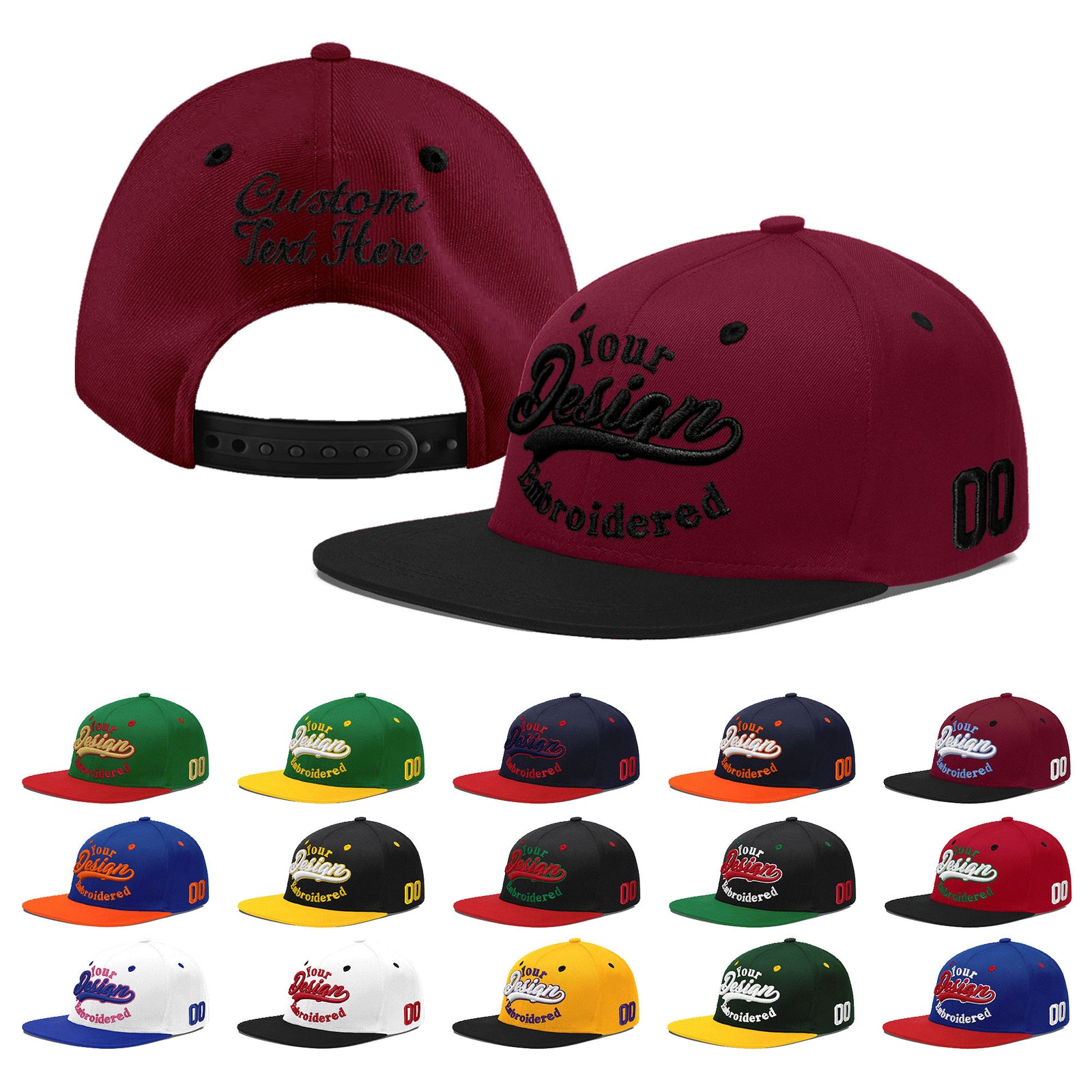 Custom Navy Orange 3D Puff Embroidery Flat Embroidery Casual Sport Baseball Cap