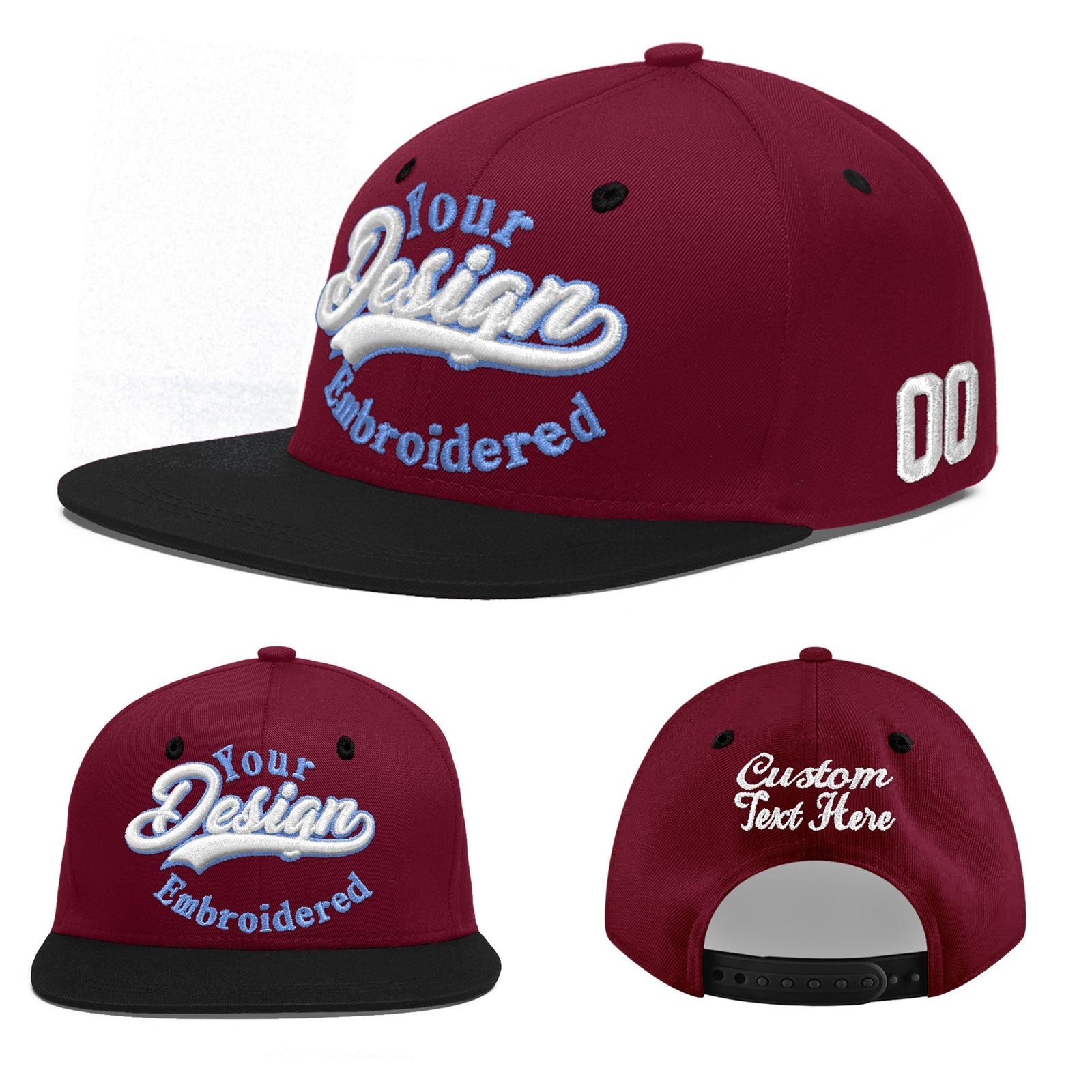 Custom Navy Orange 3D Puff Embroidery Flat Embroidery Casual Sport Baseball Cap