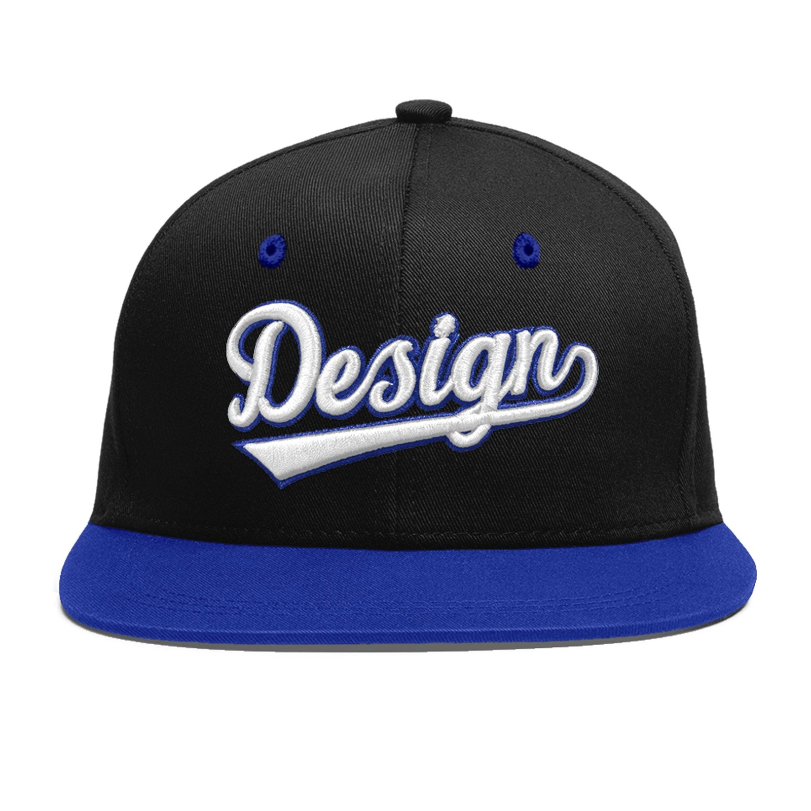 Custom Black Royal Blue 3D Puff Embroidery Flat Embroidery Casual Sport Baseball Cap