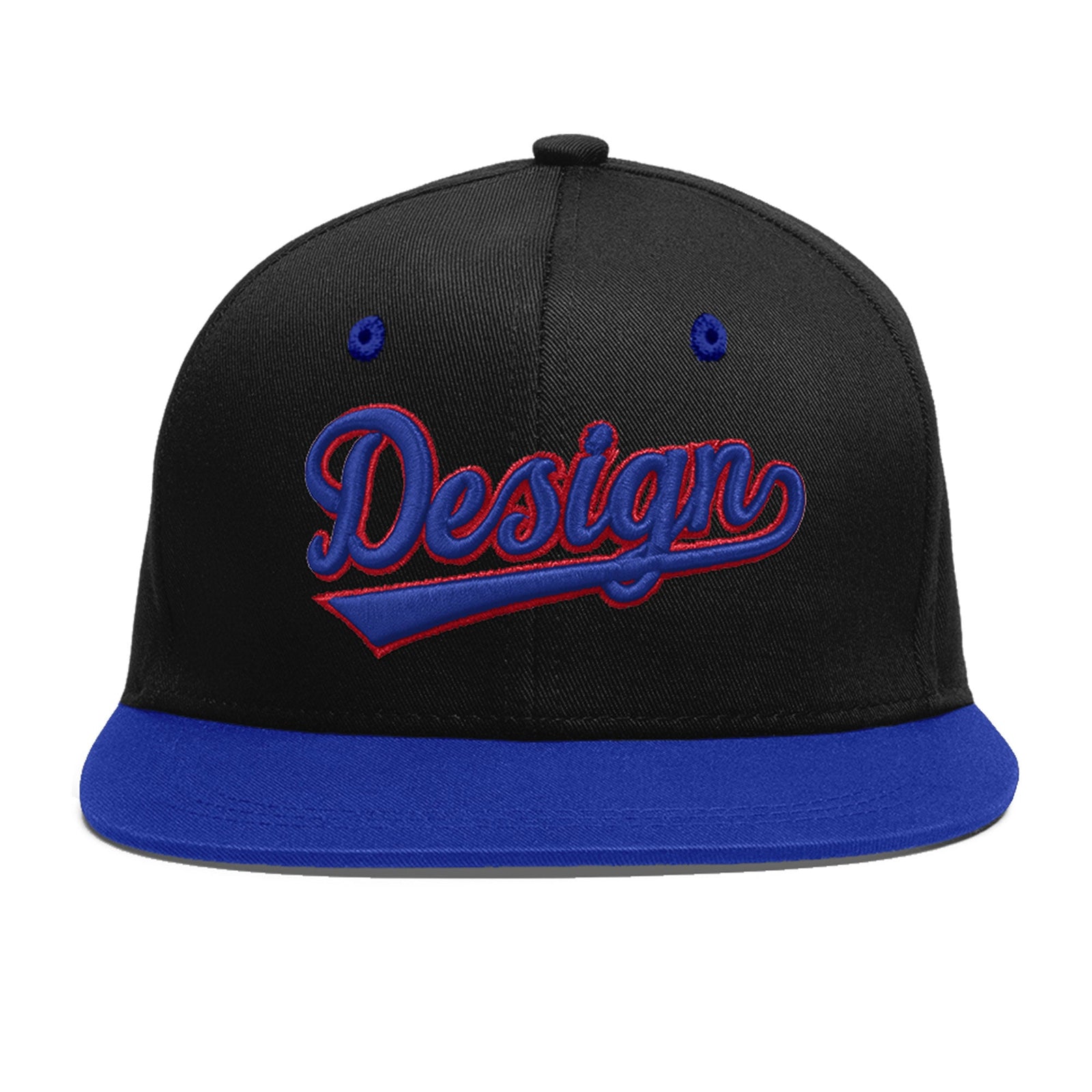 Custom Black Royal Blue 3D Puff Embroidery Flat Embroidery Casual Sport Baseball Cap