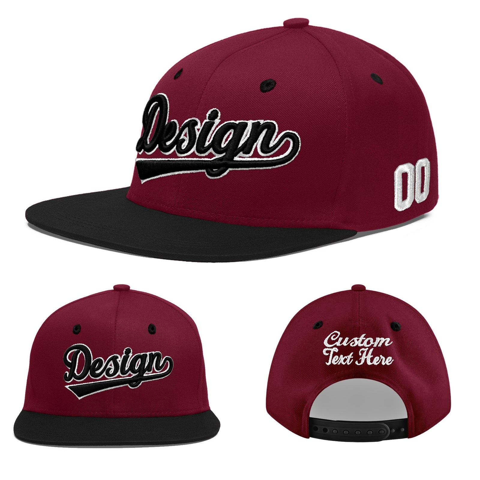 Custom Navy Orange 3D Puff Embroidery Flat Embroidery Casual Sport Baseball Cap