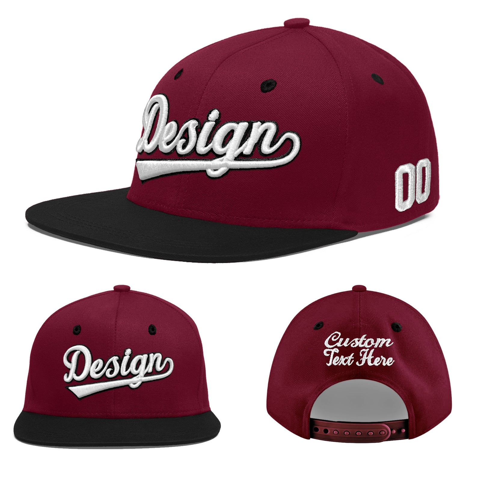Custom Navy Orange 3D Puff Embroidery Flat Embroidery Casual Sport Baseball Cap