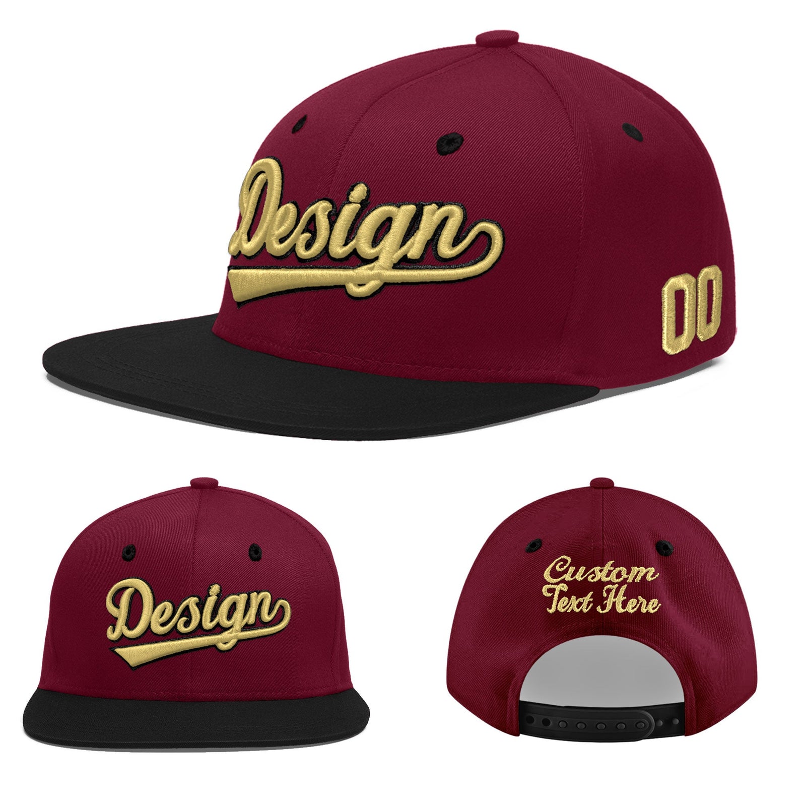 Custom Navy Orange 3D Puff Embroidery Flat Embroidery Casual Sport Baseball Cap