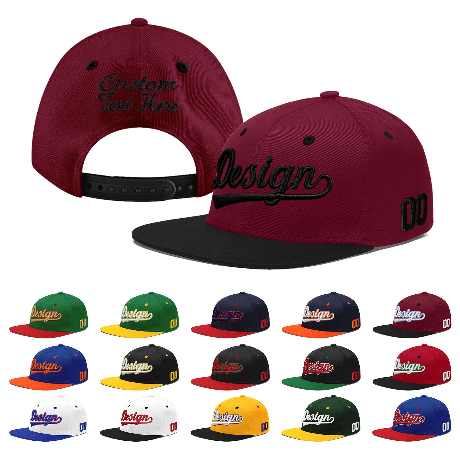 Custom Navy Orange 3D Puff Embroidery Flat Embroidery Casual Sport Baseball Cap