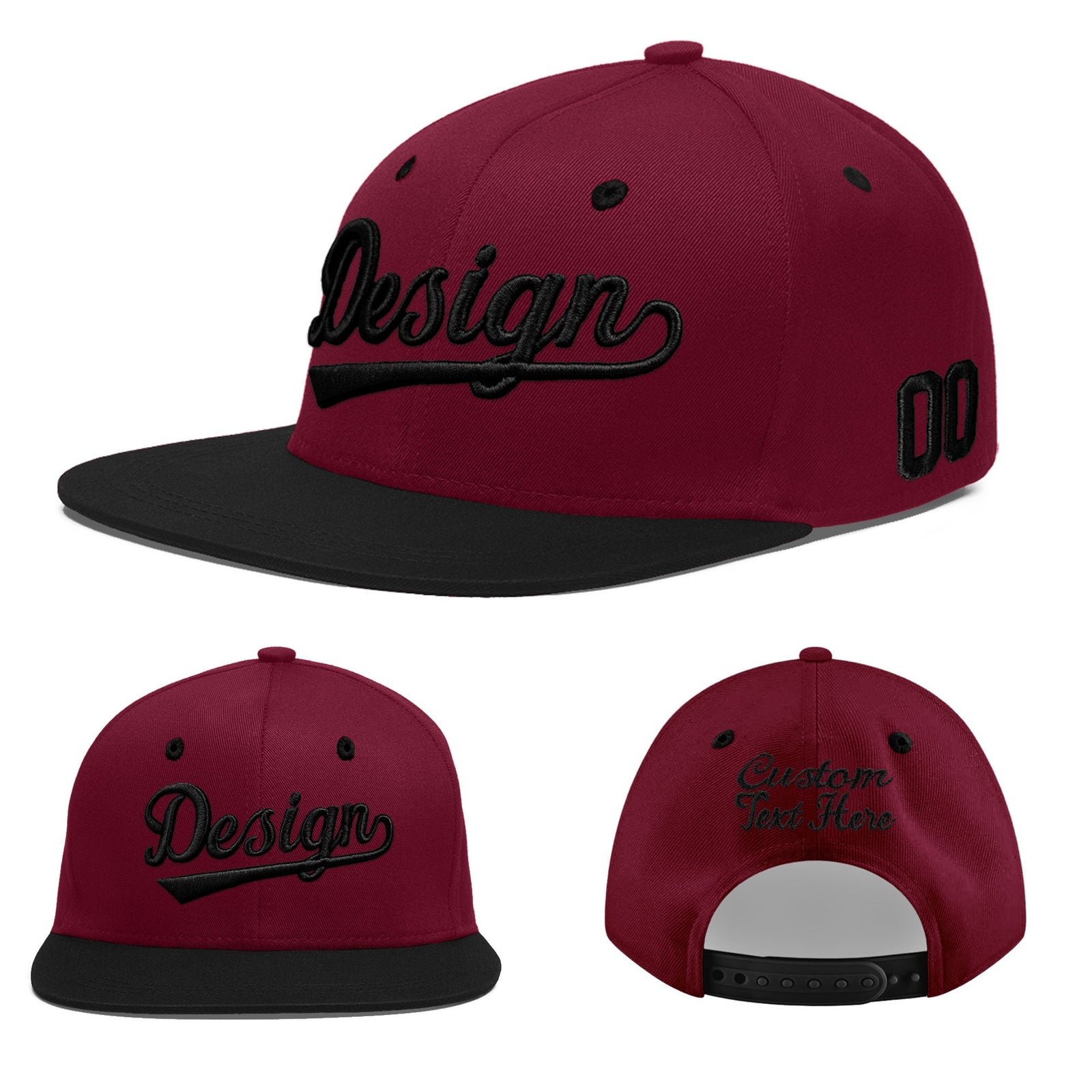 Custom Navy Orange 3D Puff Embroidery Flat Embroidery Casual Sport Baseball Cap