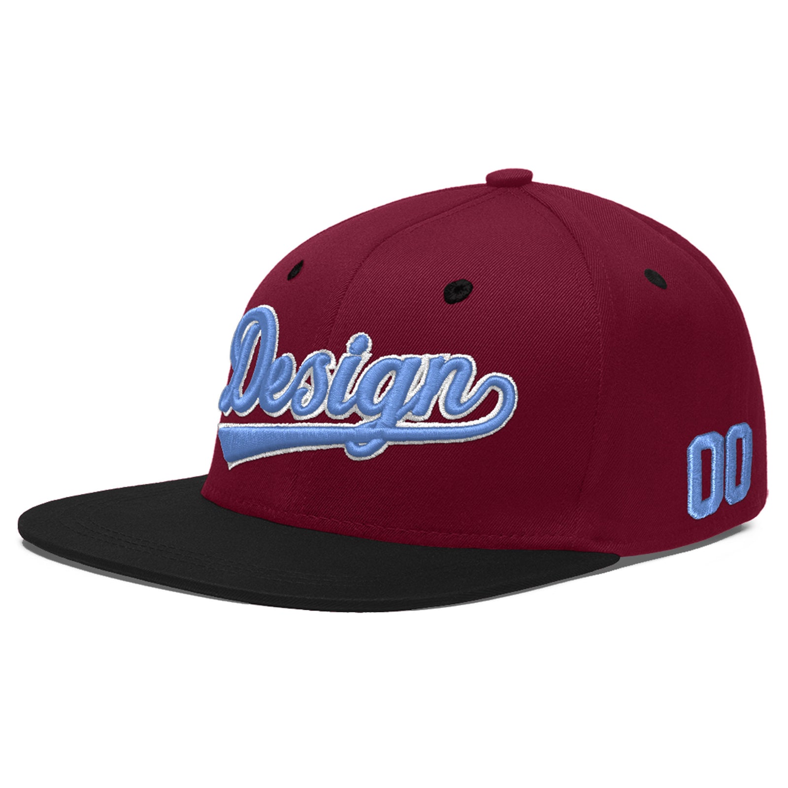 Custom Navy Orange 3D Puff Embroidery Flat Embroidery Casual Sport Baseball Cap