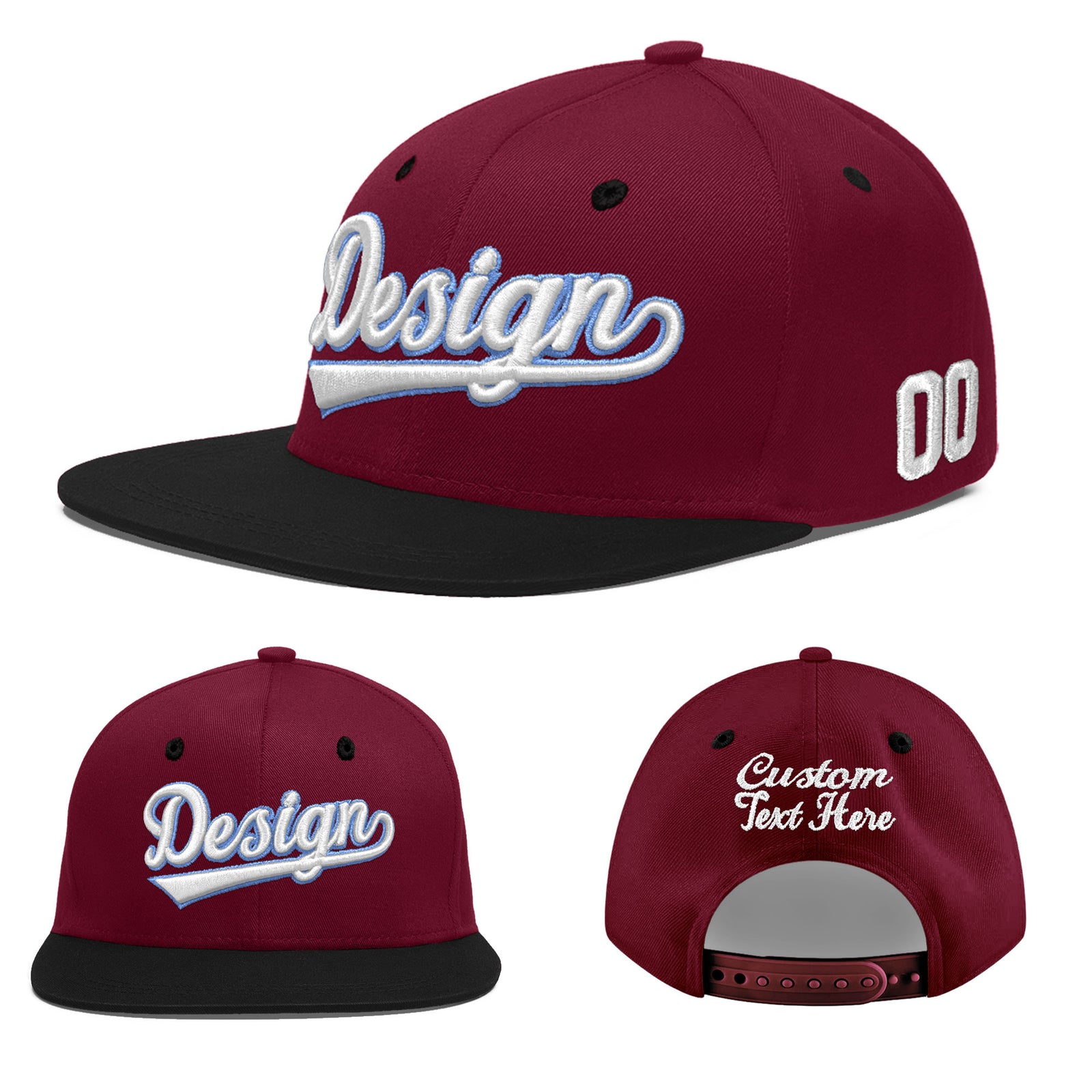 Custom Navy Orange 3D Puff Embroidery Flat Embroidery Casual Sport Baseball Cap