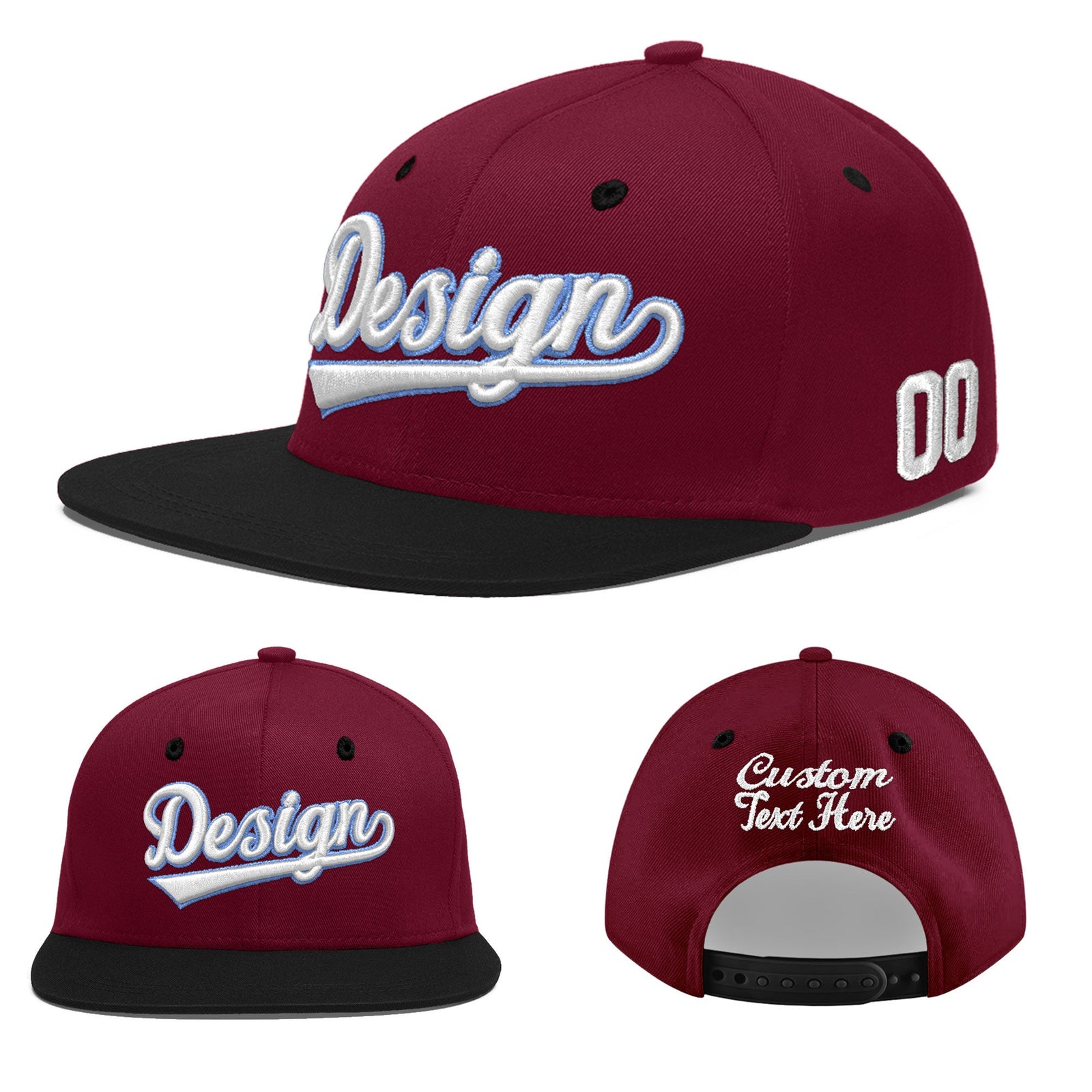 Custom Navy Orange 3D Puff Embroidery Flat Embroidery Casual Sport Baseball Cap