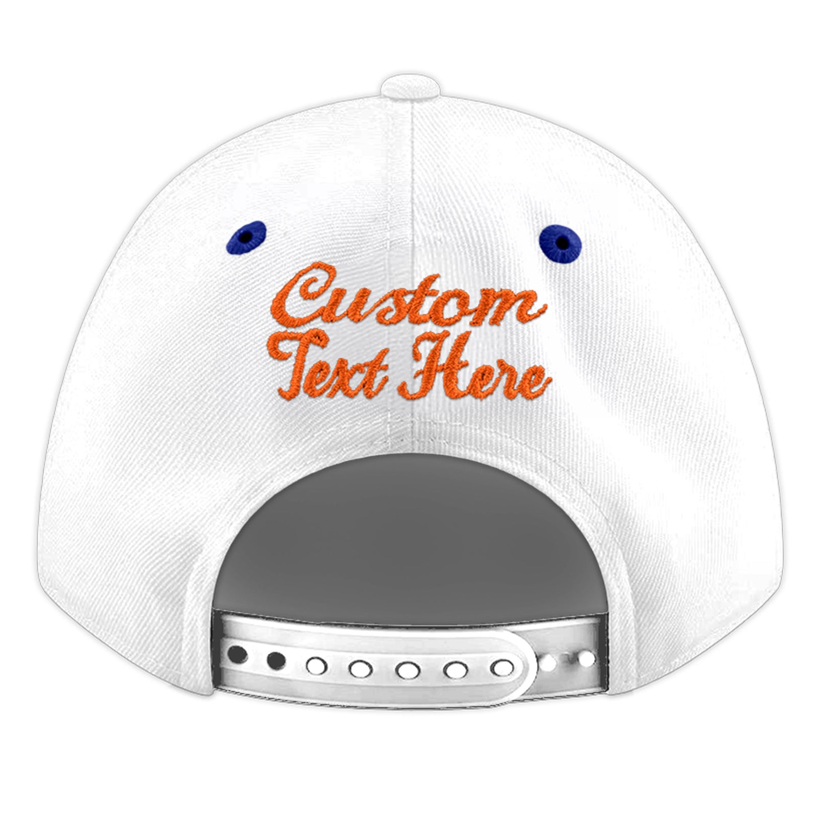 Custom White Royal Blue 119D Puff Embroidery Flat Embroidery Casual Sport Baseball Cap