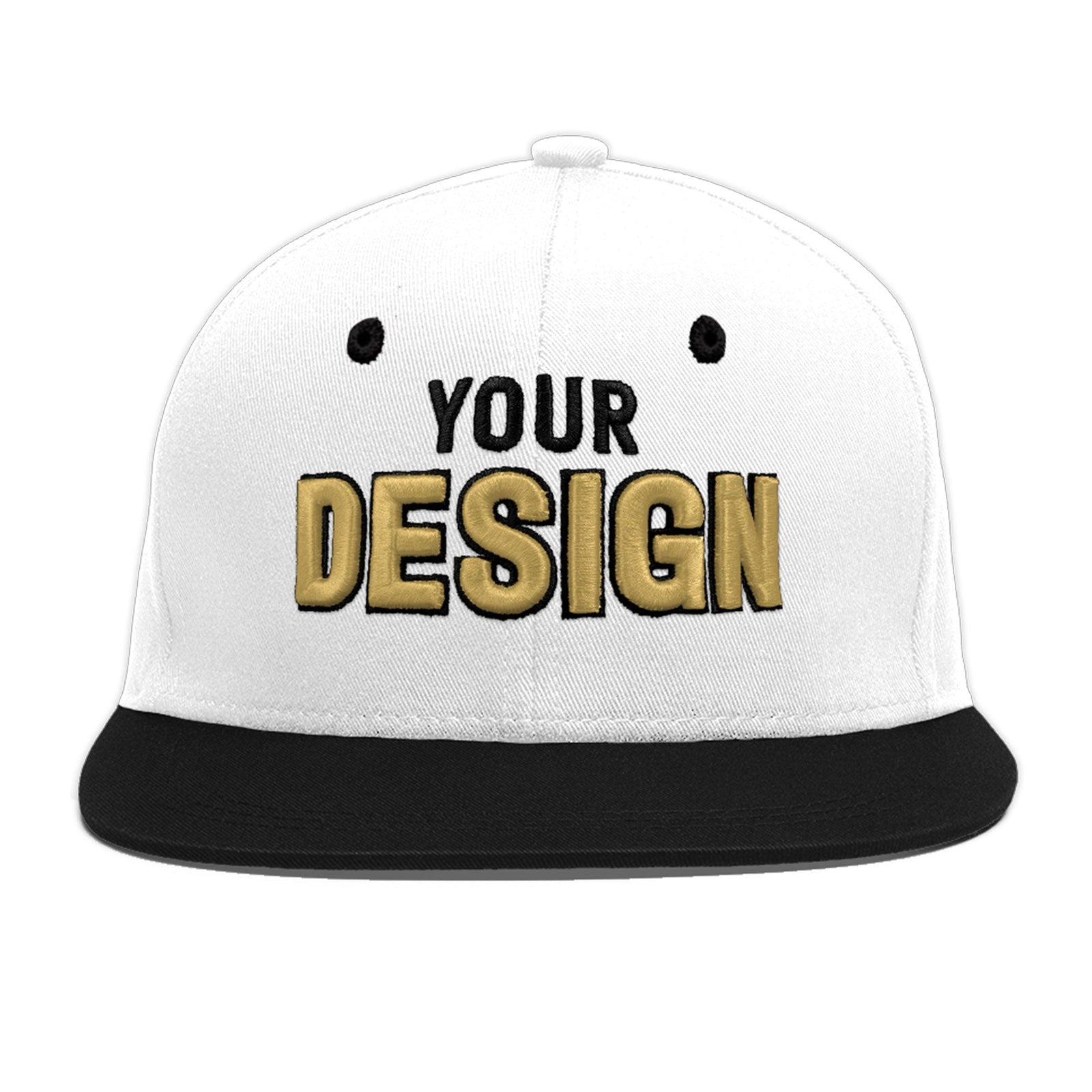 Custom White Black 3D Puff Embroidery Flat Embroidery Casual Sport Baseball Cap