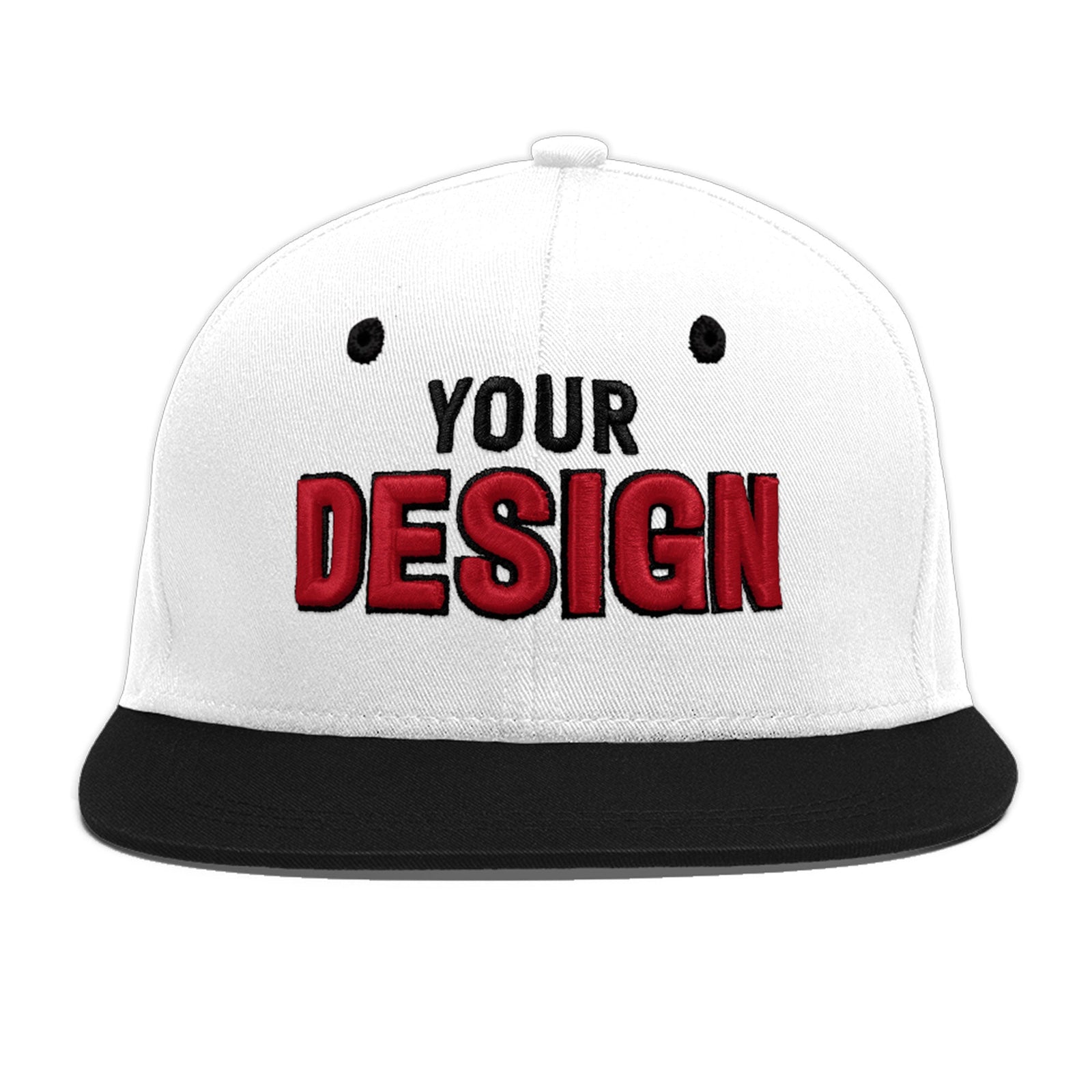 Custom White Black 3D Puff Embroidery Flat Embroidery Casual Sport Baseball Cap