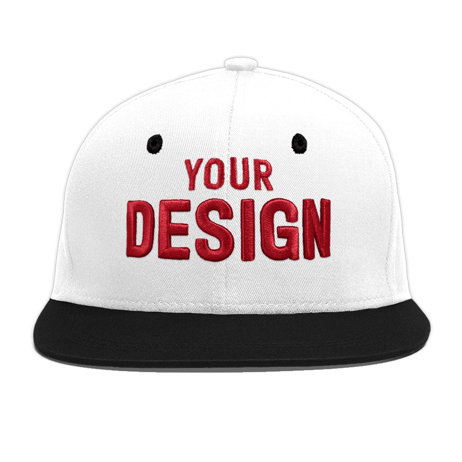 Custom White Black 3D Puff Embroidery Flat Embroidery Casual Sport Baseball Cap