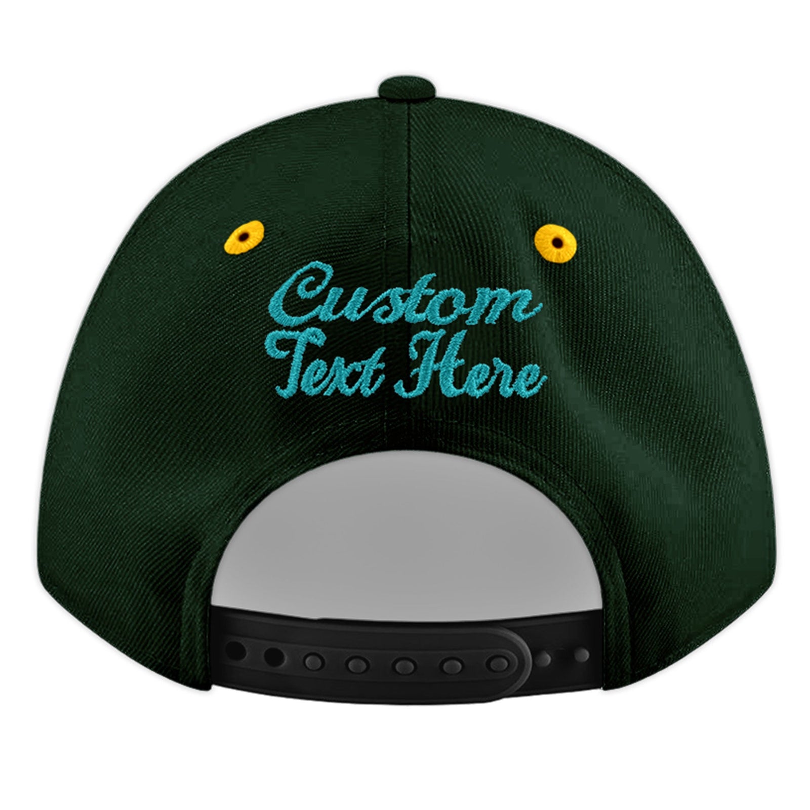 Custom Green Gold 3D Puff Embroidery Flat Embroidery Casual Sport Baseball Cap