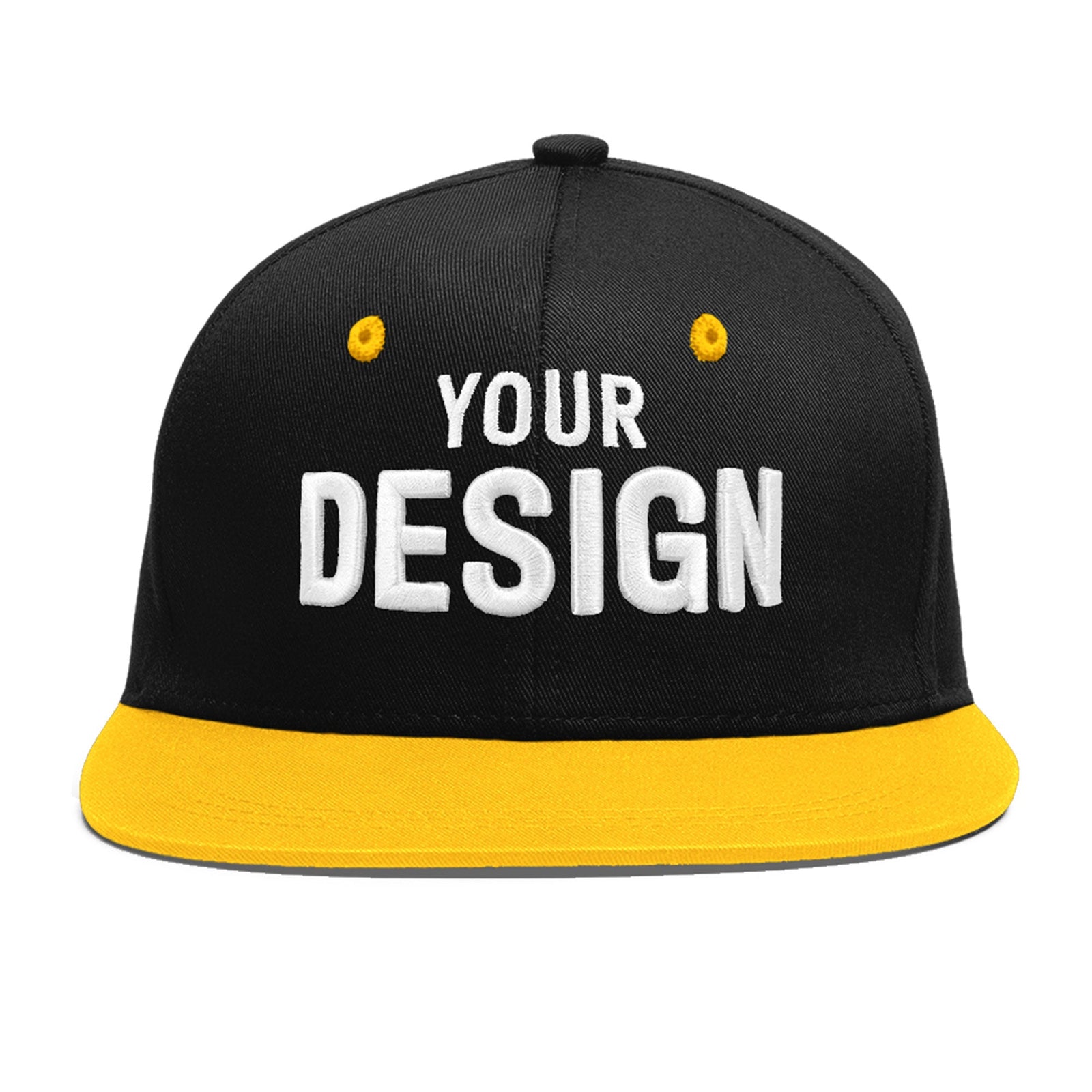 Custom Black Gold 3D Puff Embroidery Flat Embroidery Casual Sport Baseball Cap