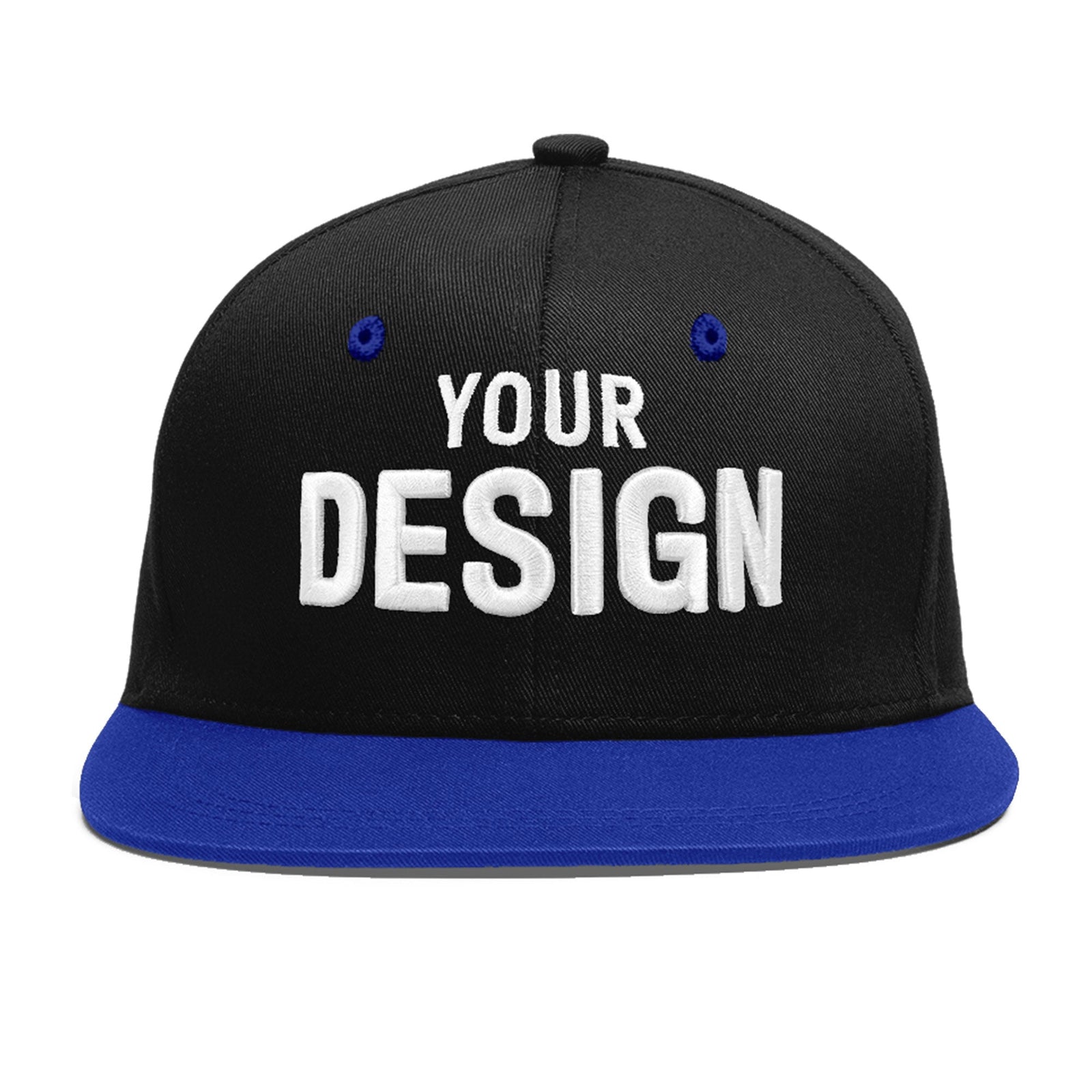 Custom Black Royal Blue 3D Puff Embroidery Flat Embroidery Casual Sport Baseball Cap