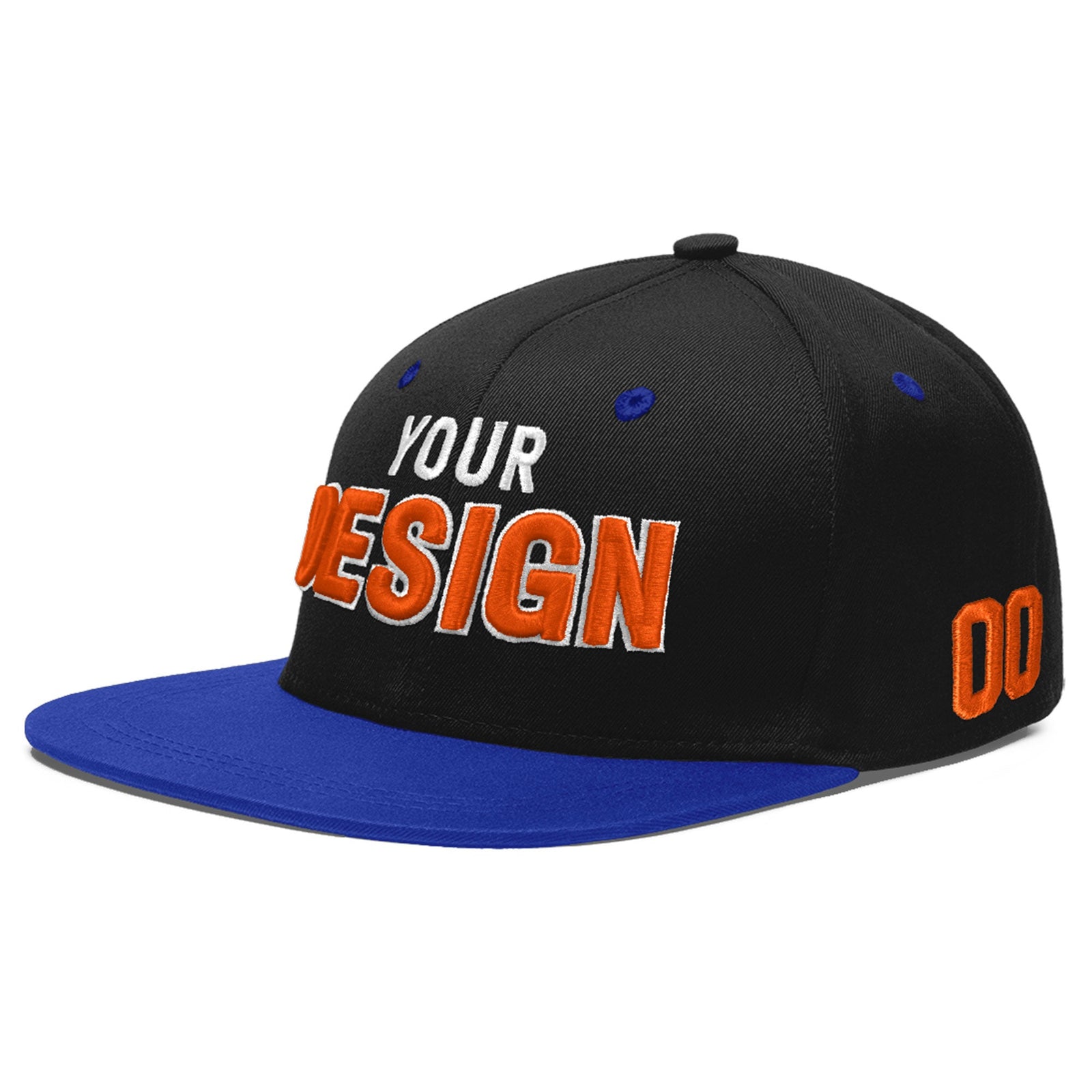 Custom Black Royal Blue 3D Puff Embroidery Flat Embroidery Casual Sport Baseball Cap