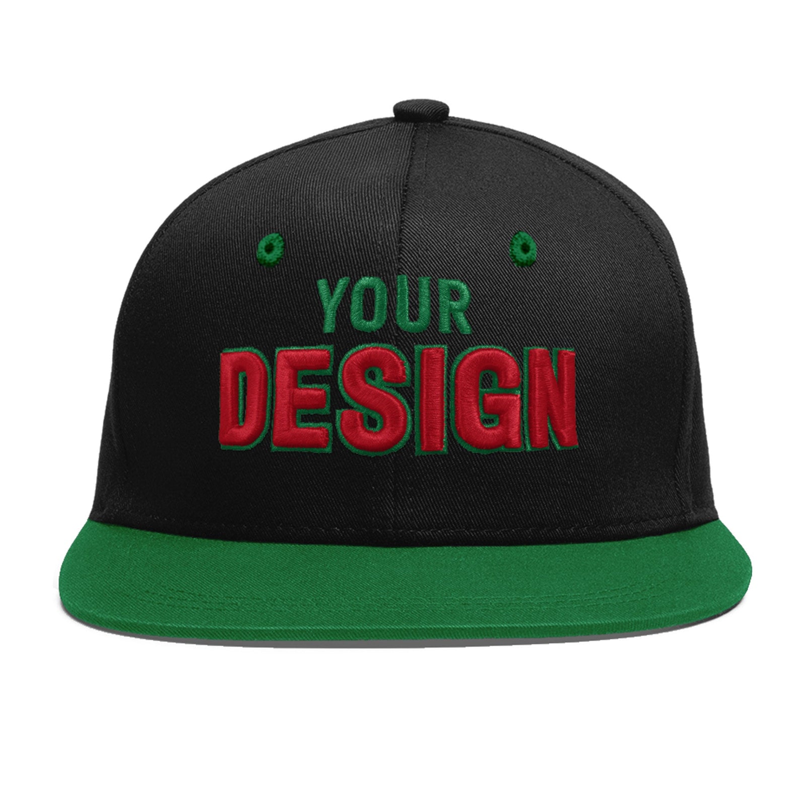 Custom Black Kelly Green 3D Puff Embroidery Flat Embroidery Casual Sport Baseball Cap