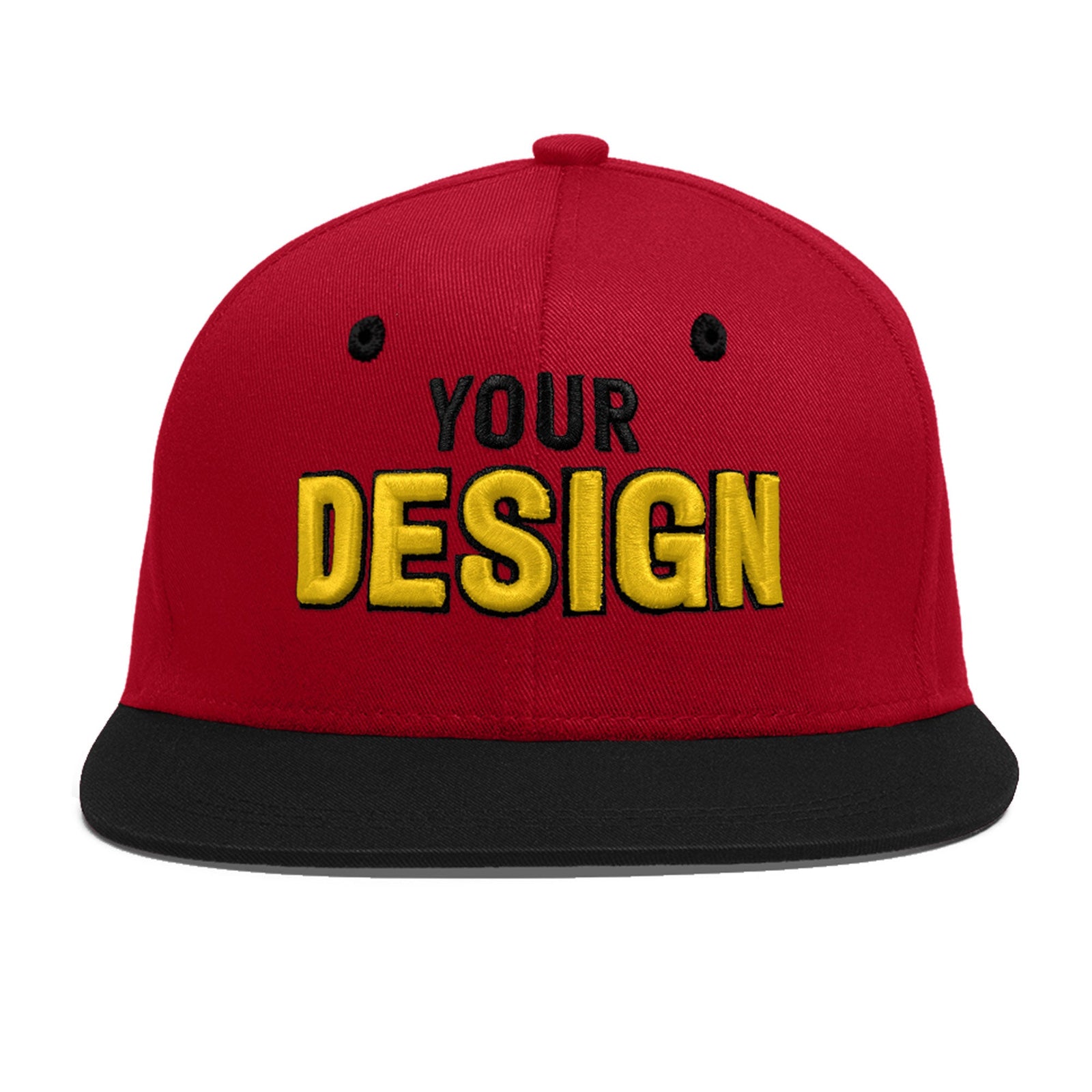 Custom Red Black 3D Puff Embroidery Flat Embroidery Casual Sport Baseball Cap