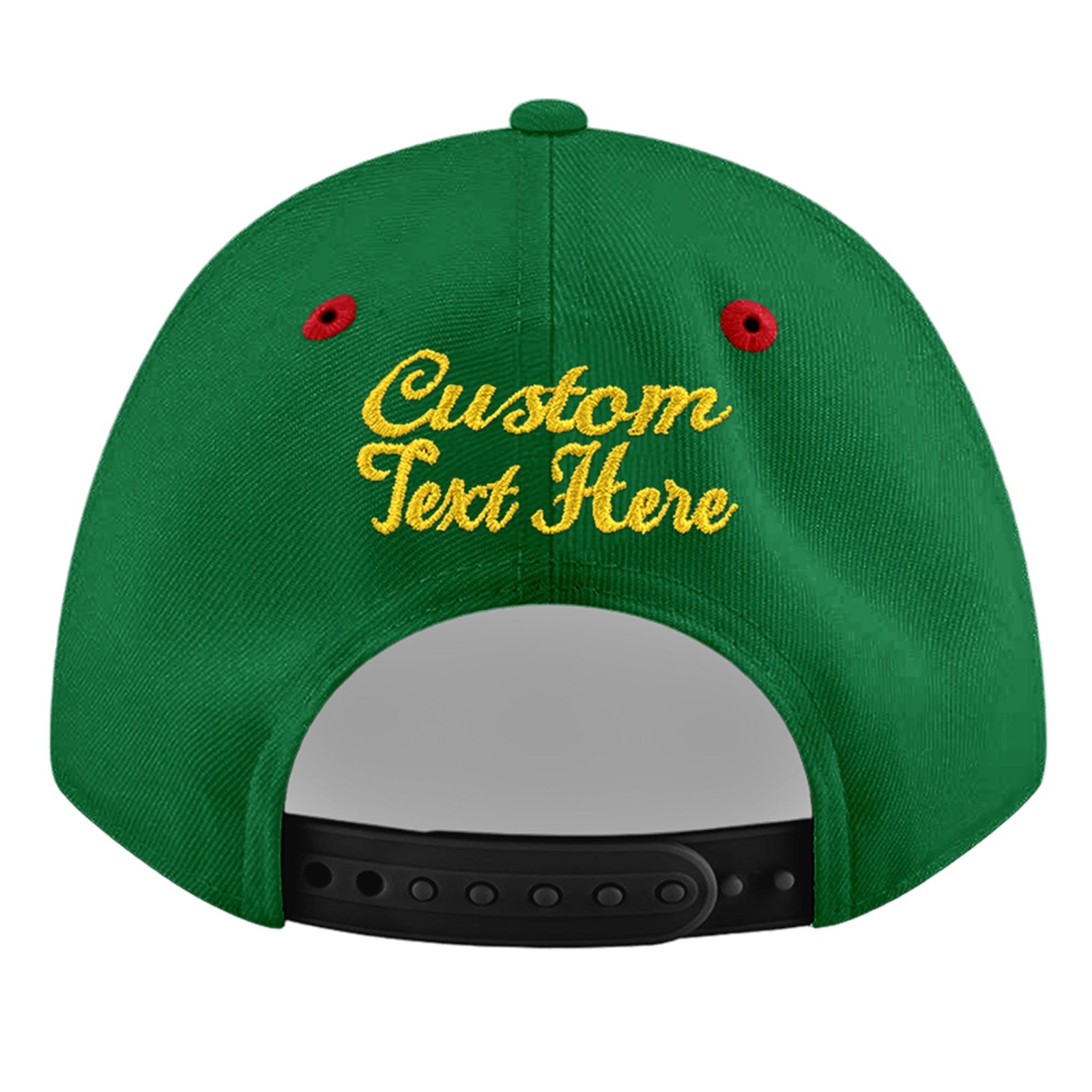 Custom Kelly Green Red 3D Puff Embroidery Flat Embroidery Casual Sport Baseball Cap