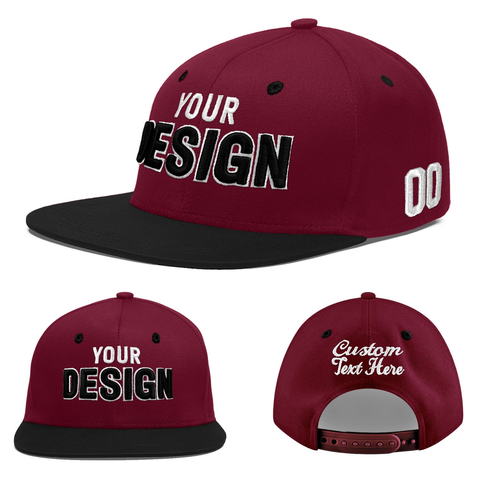 Custom Navy Orange 3D Puff Embroidery Flat Embroidery Casual Sport Baseball Cap