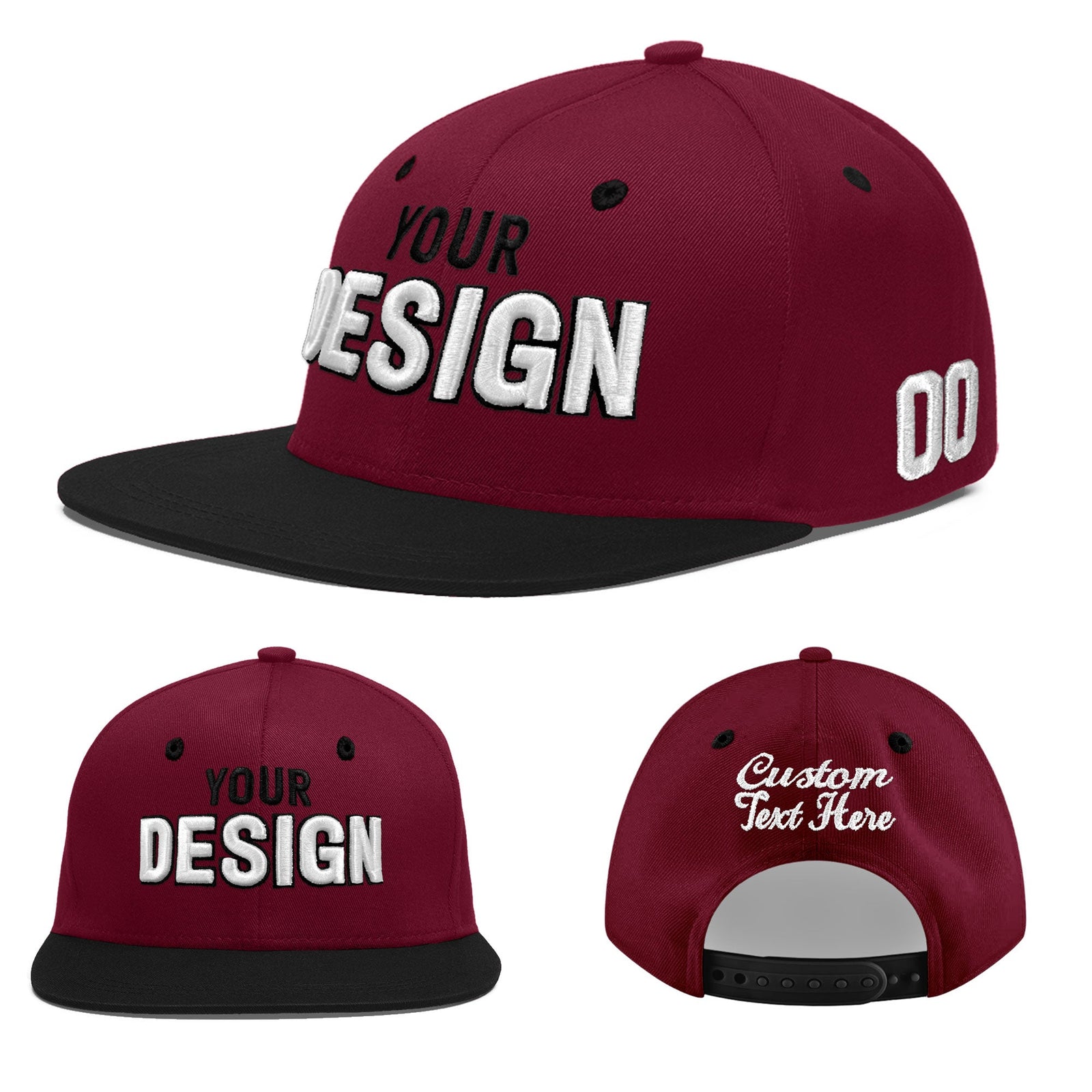 Custom Navy Orange 3D Puff Embroidery Flat Embroidery Casual Sport Baseball Cap