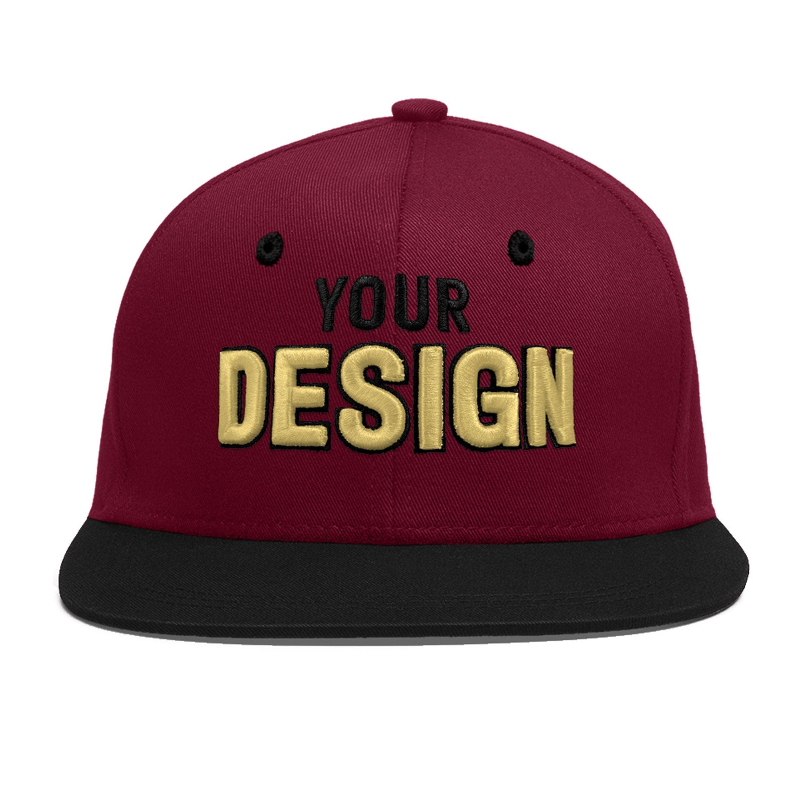 Custom Navy Orange 3D Puff Embroidery Flat Embroidery Casual Sport Baseball Cap