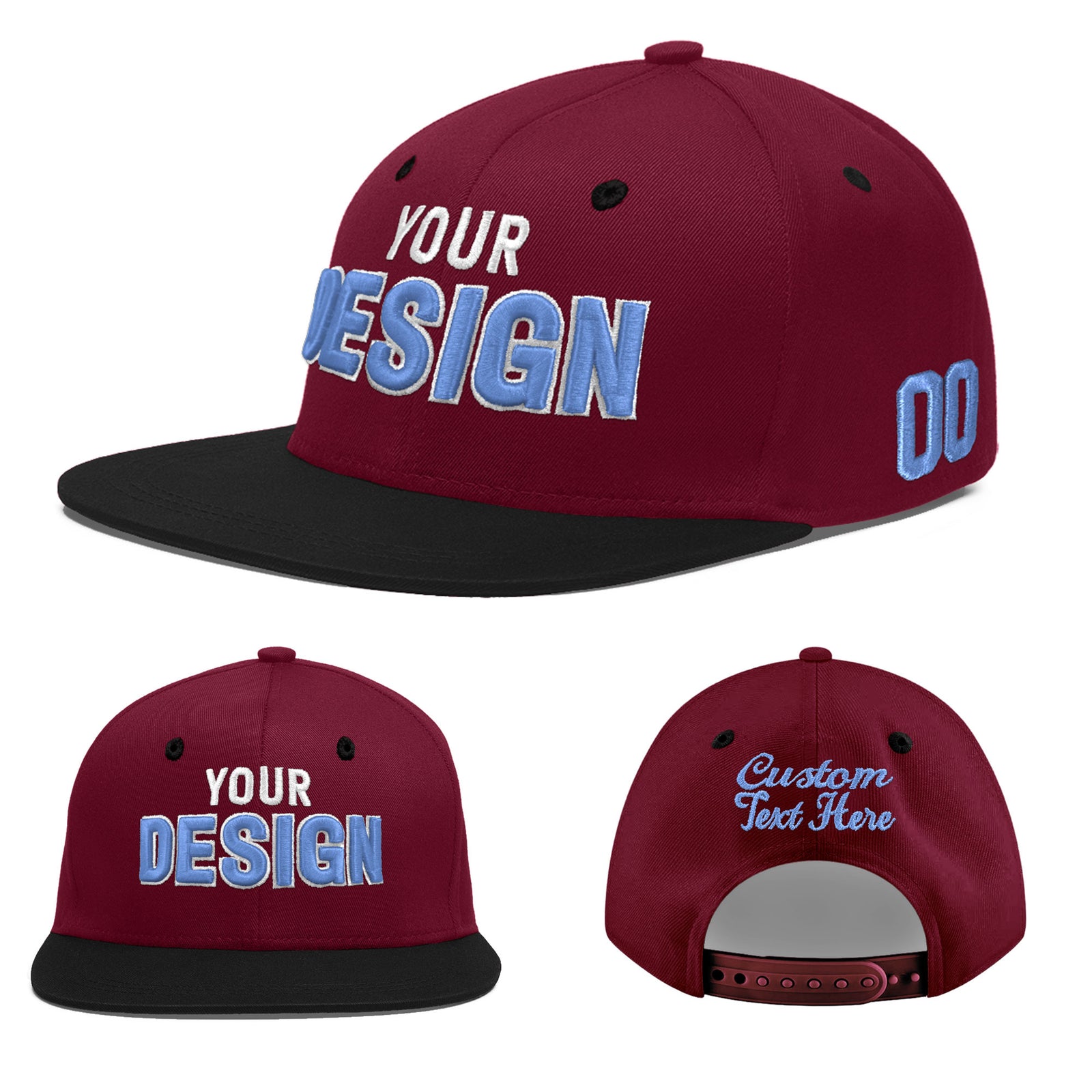 Custom Navy Orange 3D Puff Embroidery Flat Embroidery Casual Sport Baseball Cap