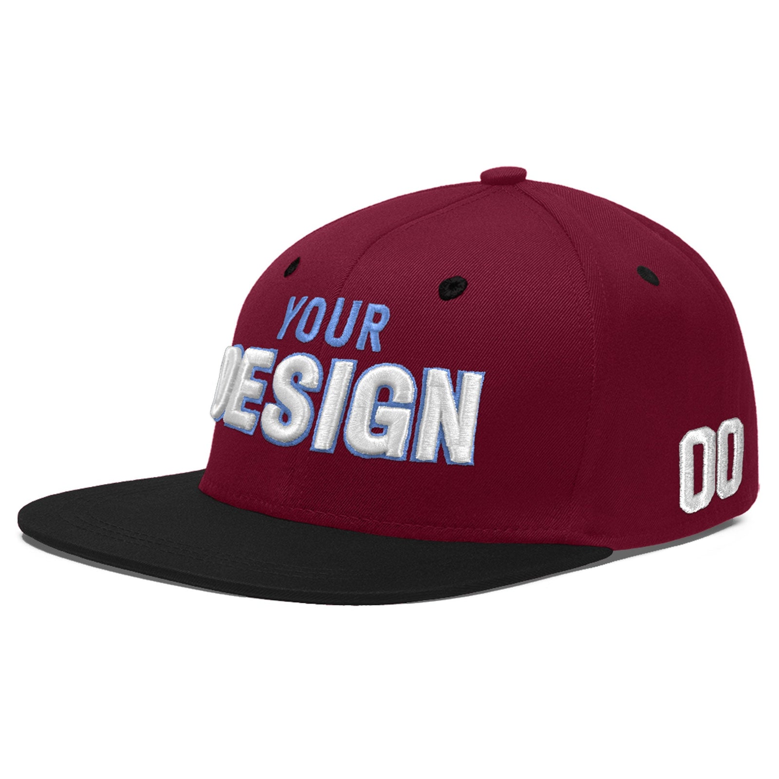 Custom Navy Orange 3D Puff Embroidery Flat Embroidery Casual Sport Baseball Cap