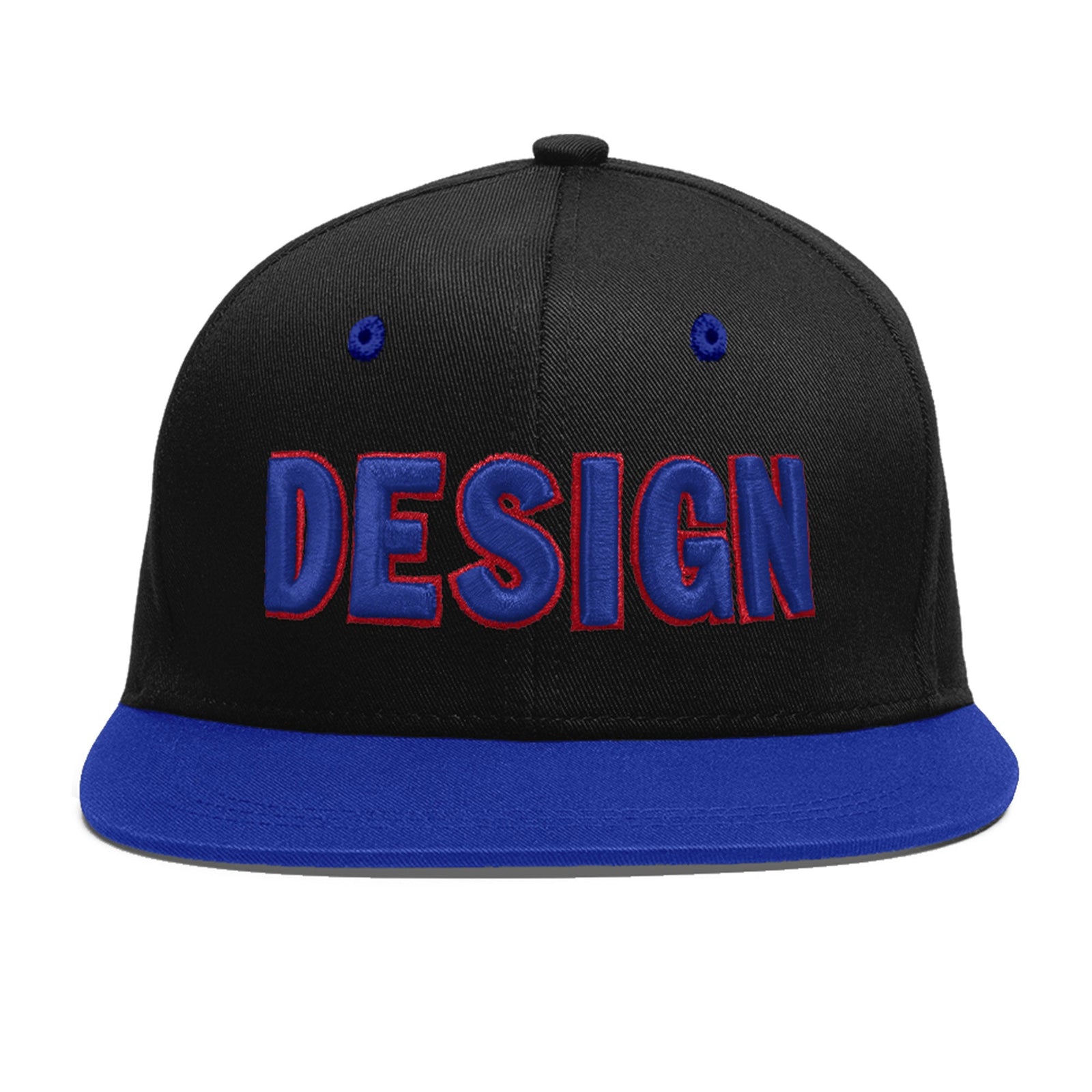 Custom Black Royal Blue 3D Puff Embroidery Flat Embroidery Casual Sport Baseball Cap