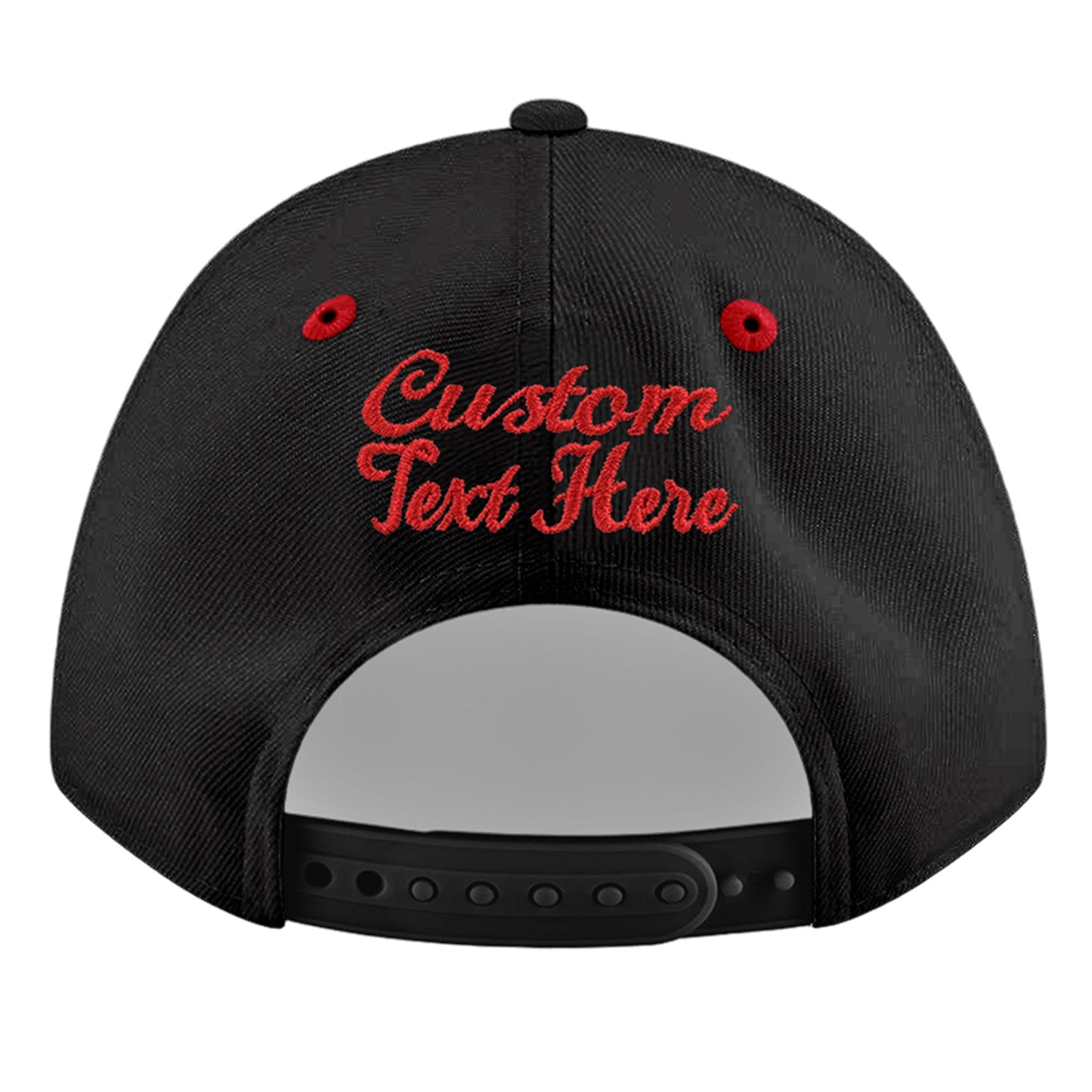Custom Black Red 3D Puff Embroidery Flat Embroidery Casual Sport Baseball Cap