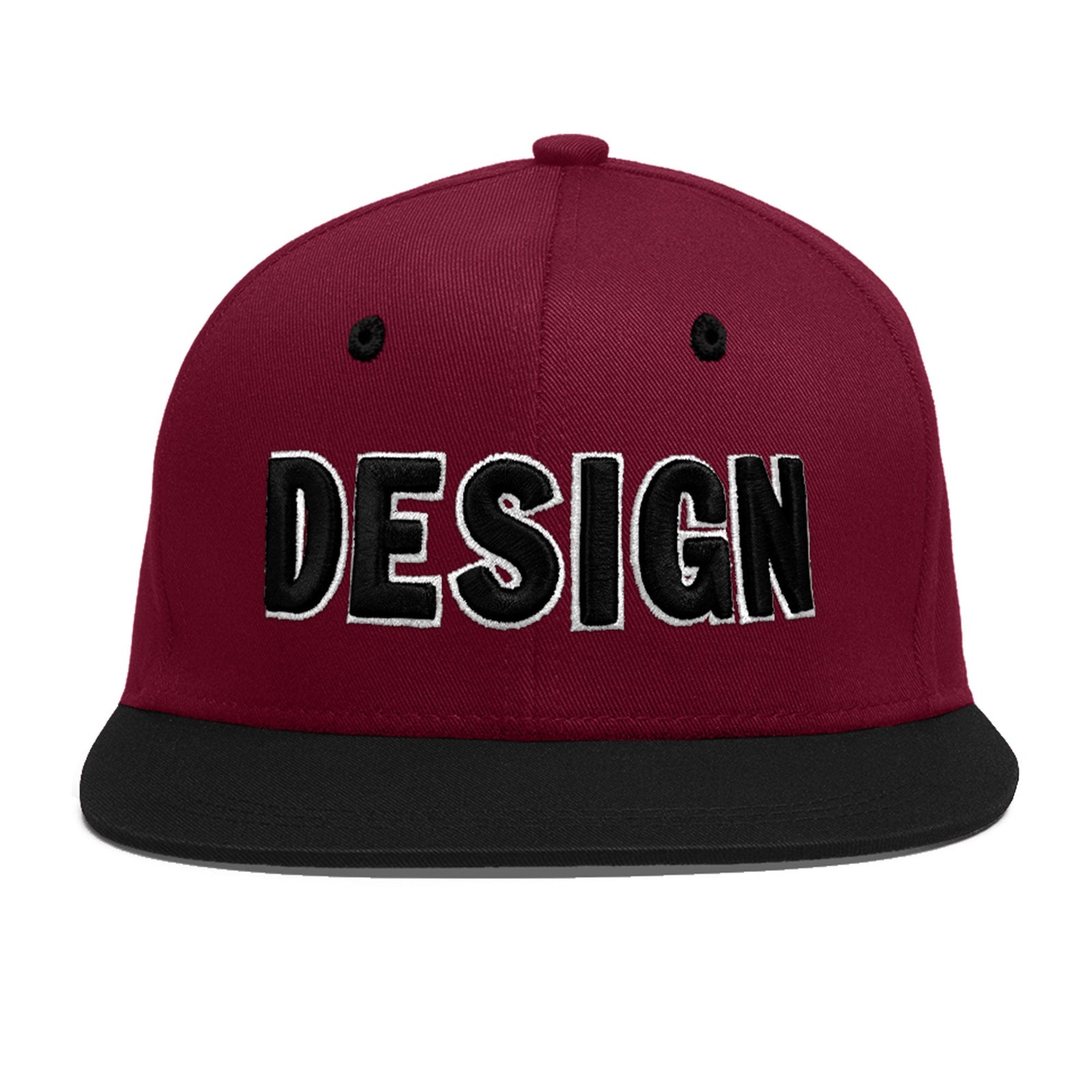 Custom Navy Orange 3D Puff Embroidery Flat Embroidery Casual Sport Baseball Cap