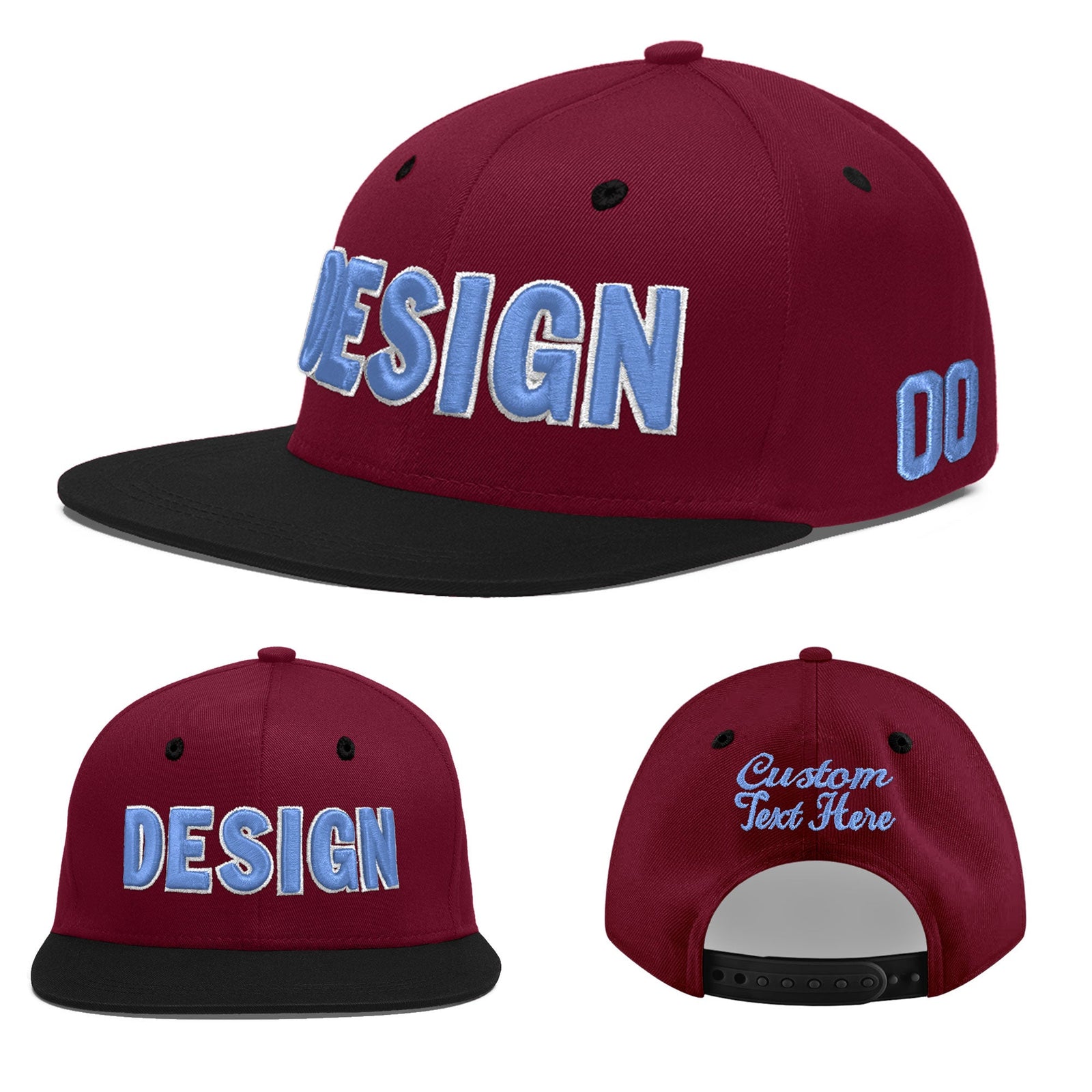 Custom Navy Orange 3D Puff Embroidery Flat Embroidery Casual Sport Baseball Cap
