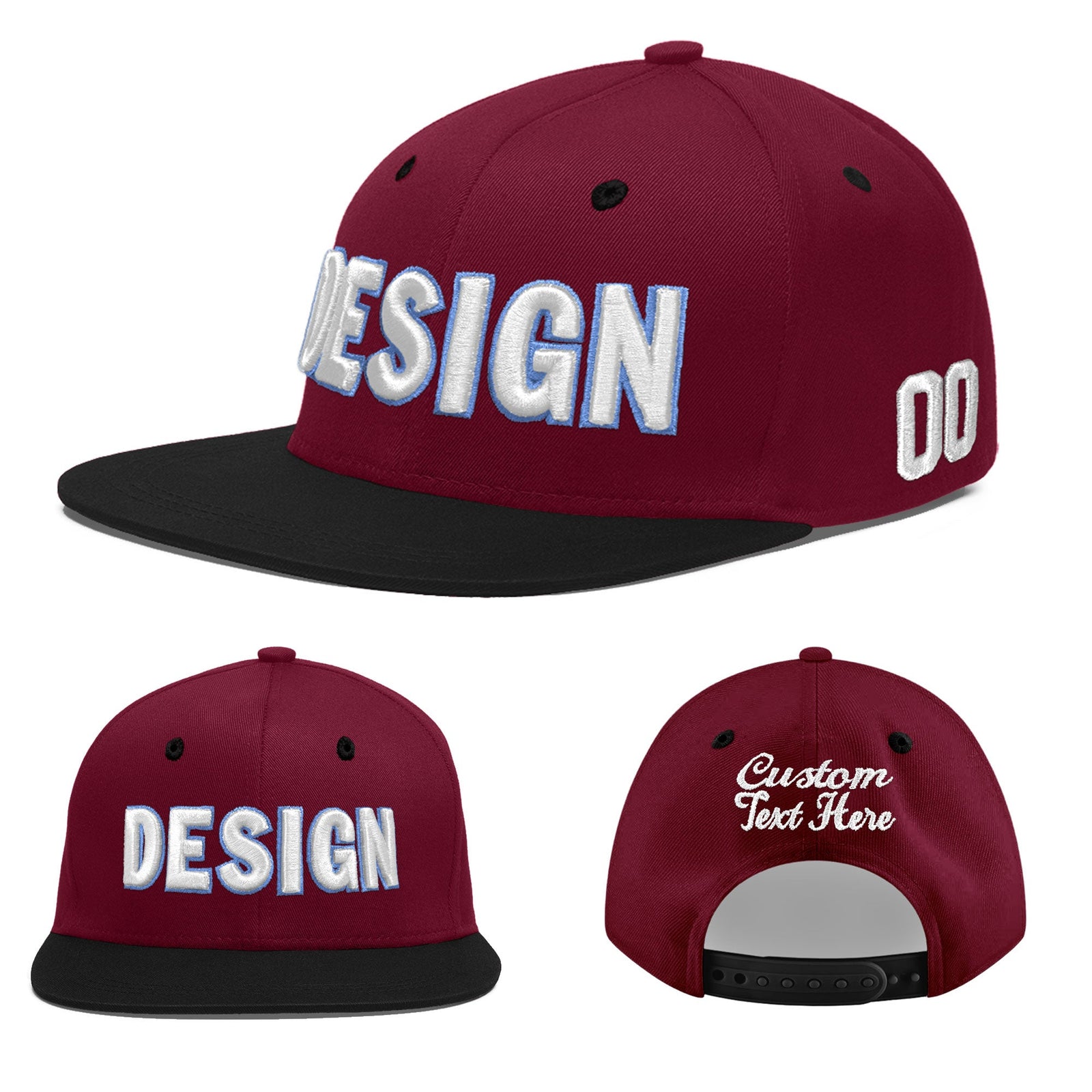Custom Navy Orange 3D Puff Embroidery Flat Embroidery Casual Sport Baseball Cap