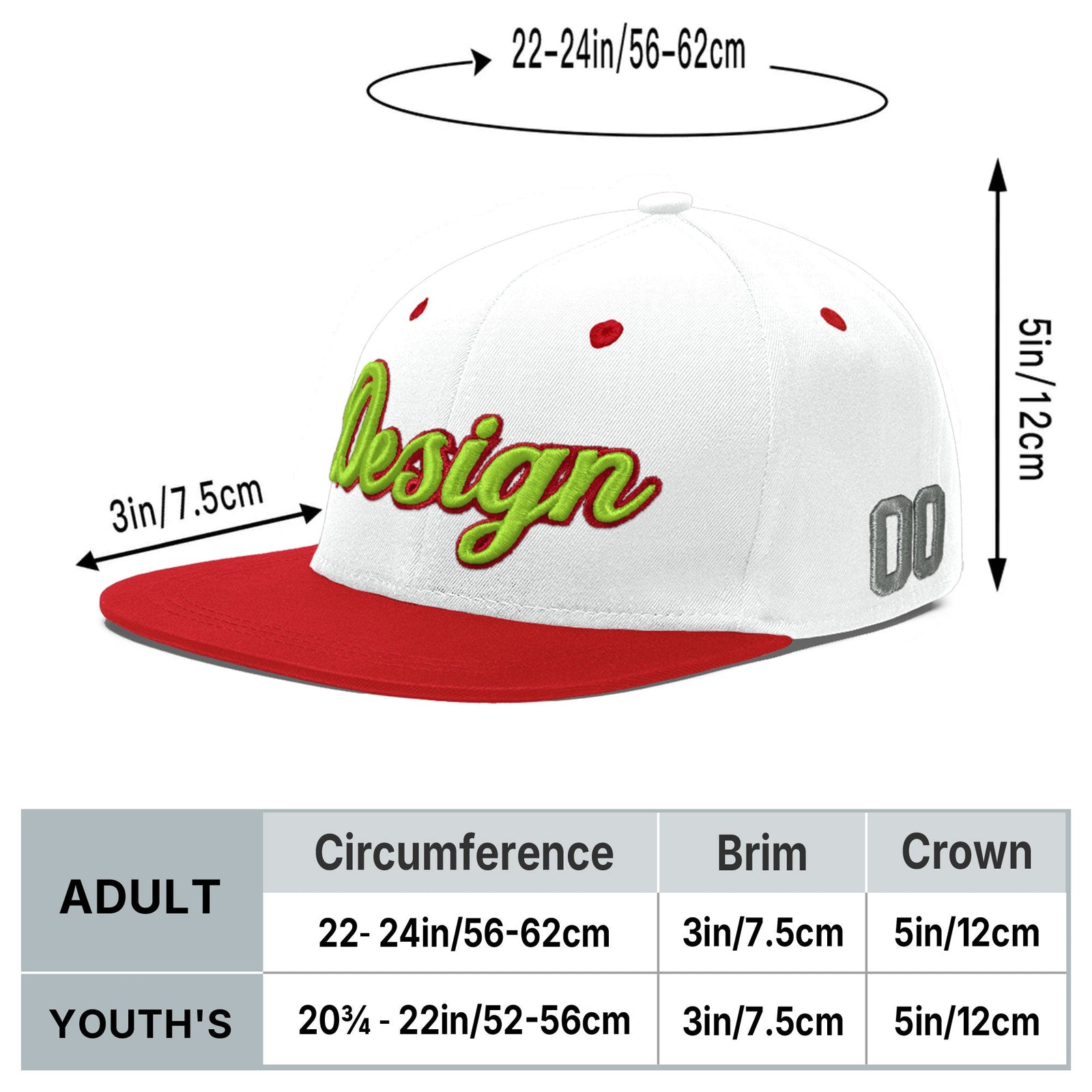 Custom White Red 3D Puff Embroidery Flat Embroidery Casual Sport Hats| KXKSHOP