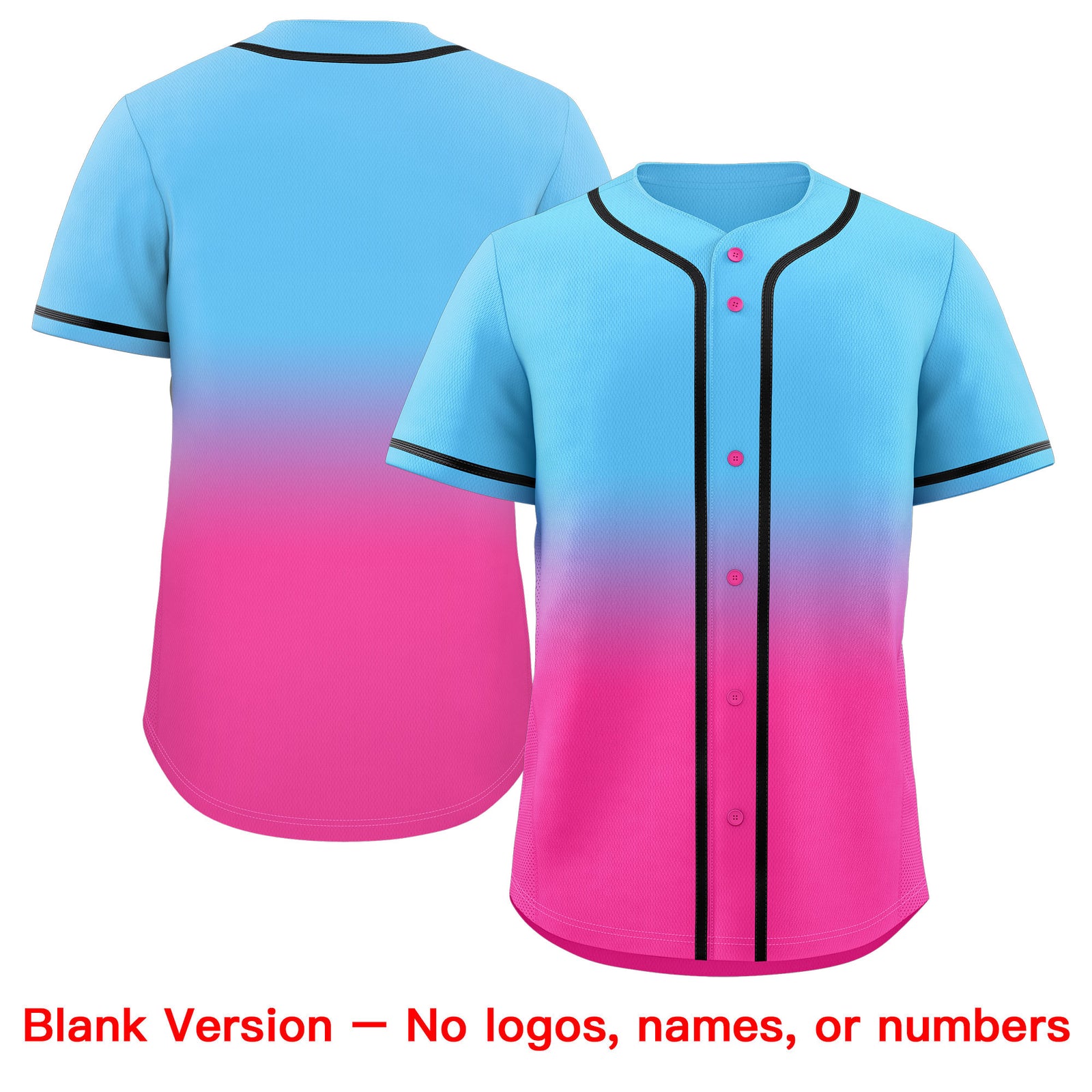Custom Light Blue Pink Gradient Fashion Authentic Baseball Jersey