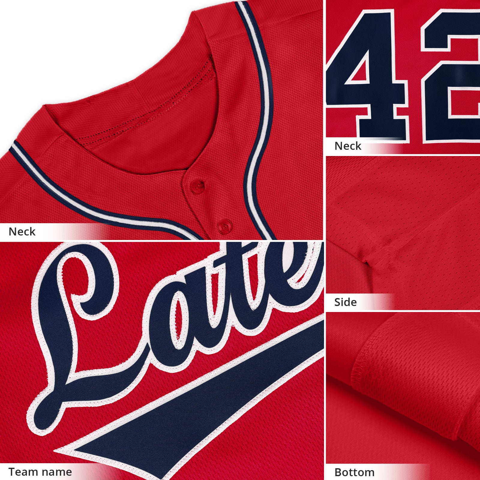 Custom Red Navy-White Classic Style Authentic Baseball Jersey