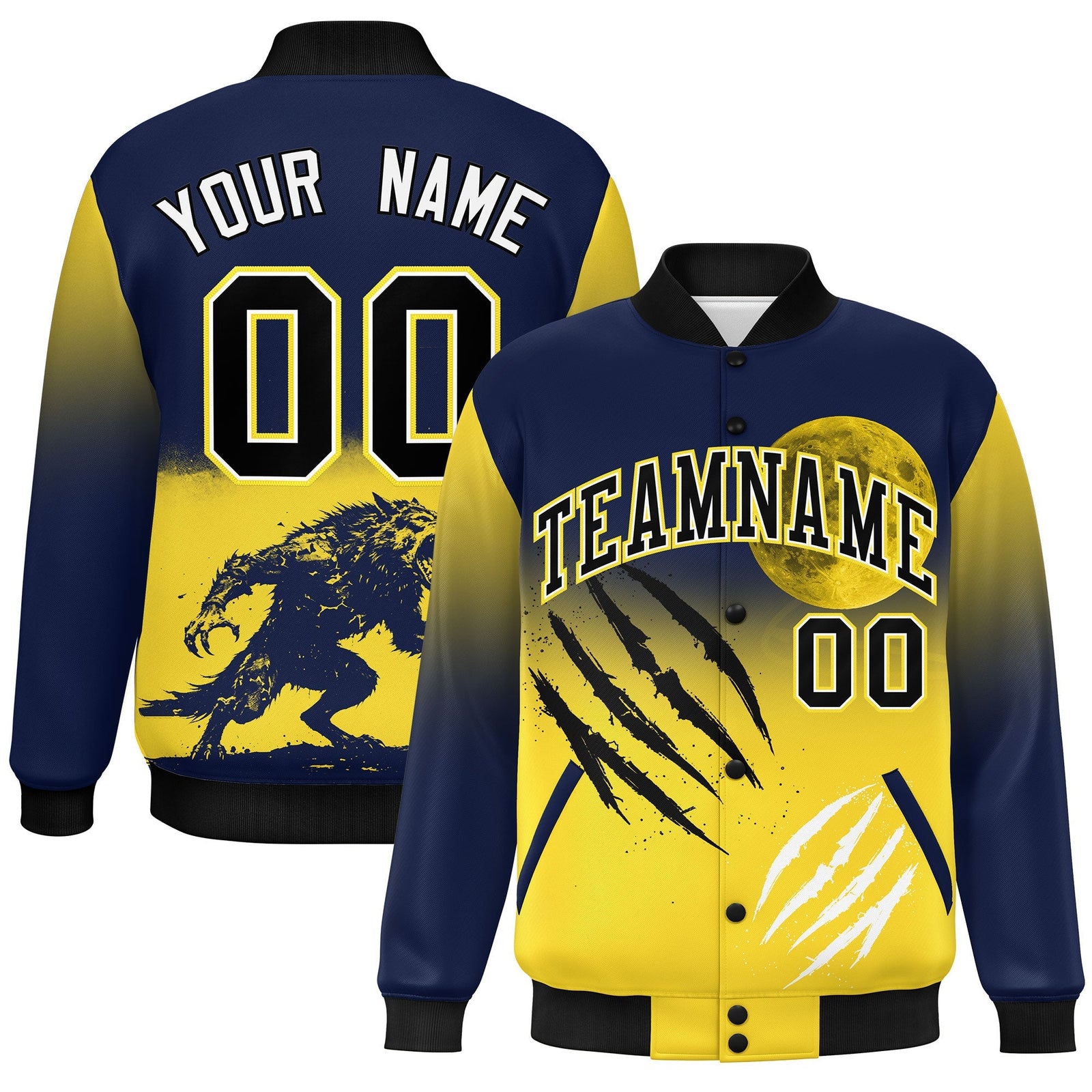 Custom Navy Gold Black skeleton Halloween Graffiti Pattern Moisture-Wicking Jacket| KXKSHOP