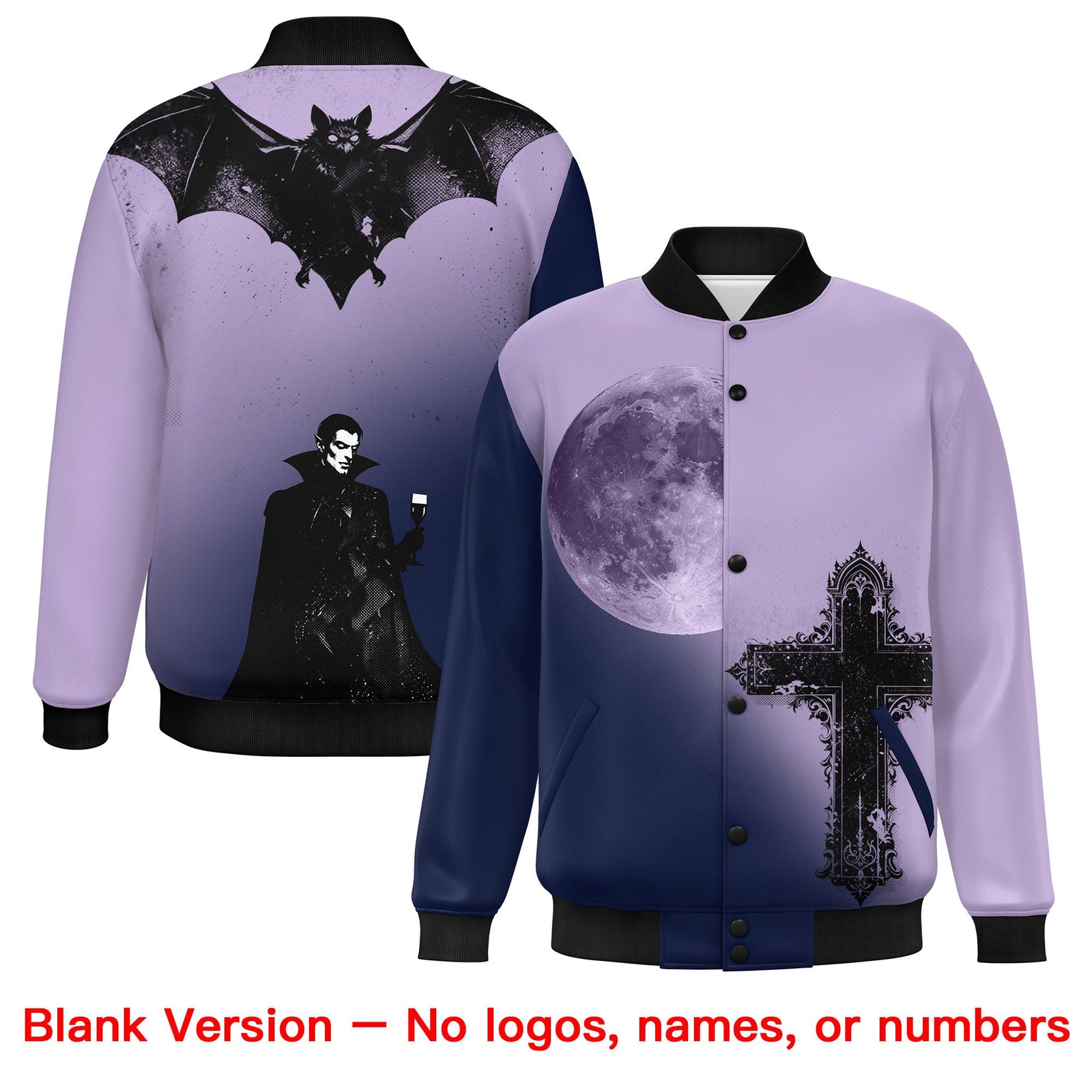 Custom Light Purple Navy Black skeleton Halloween Graffiti Pattern Stretch Fabric Jacket| KXKSHOP