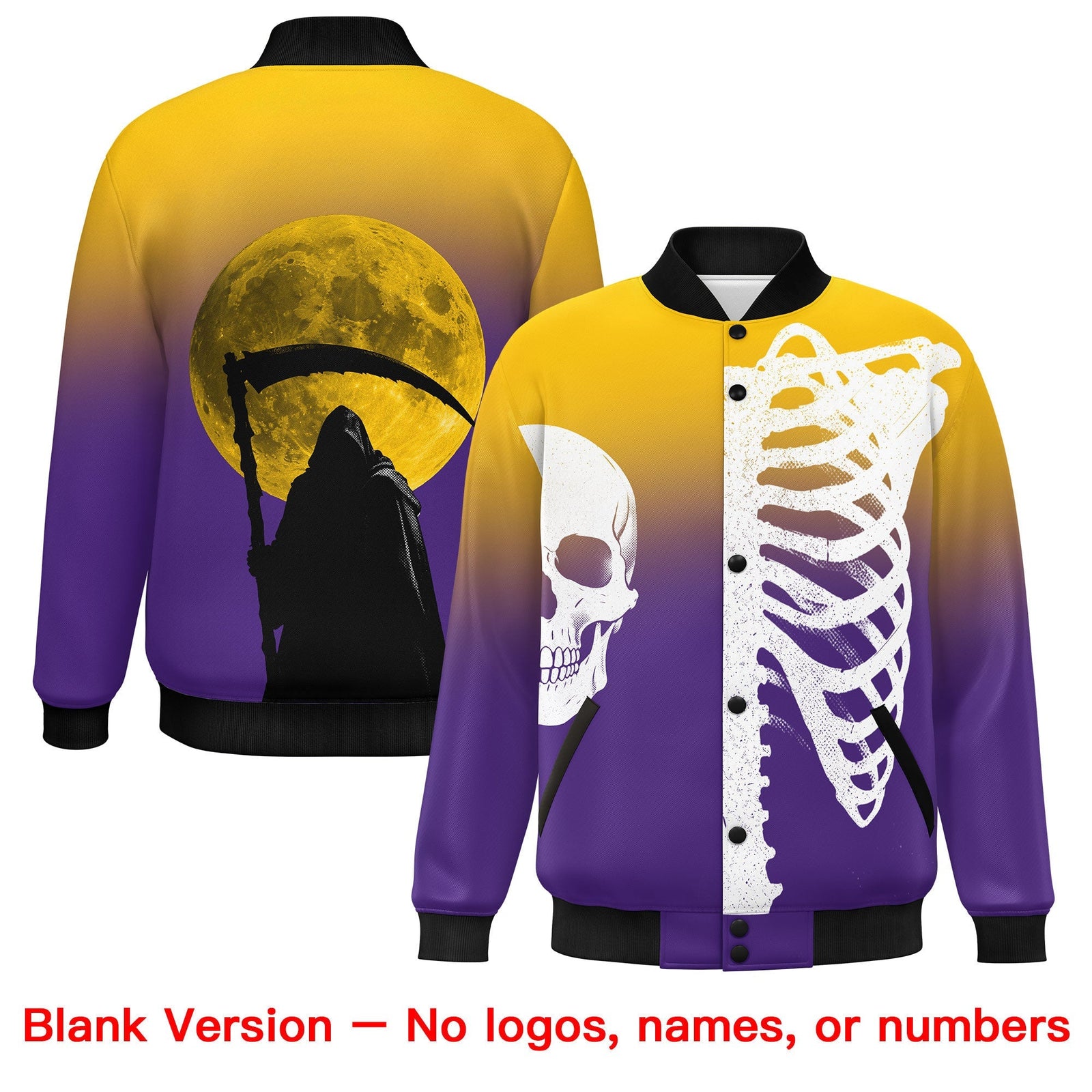 Custom Purple Black White skeleton Halloween Graffiti Pattern Stretch Fabric Jacket| KXKSHOP