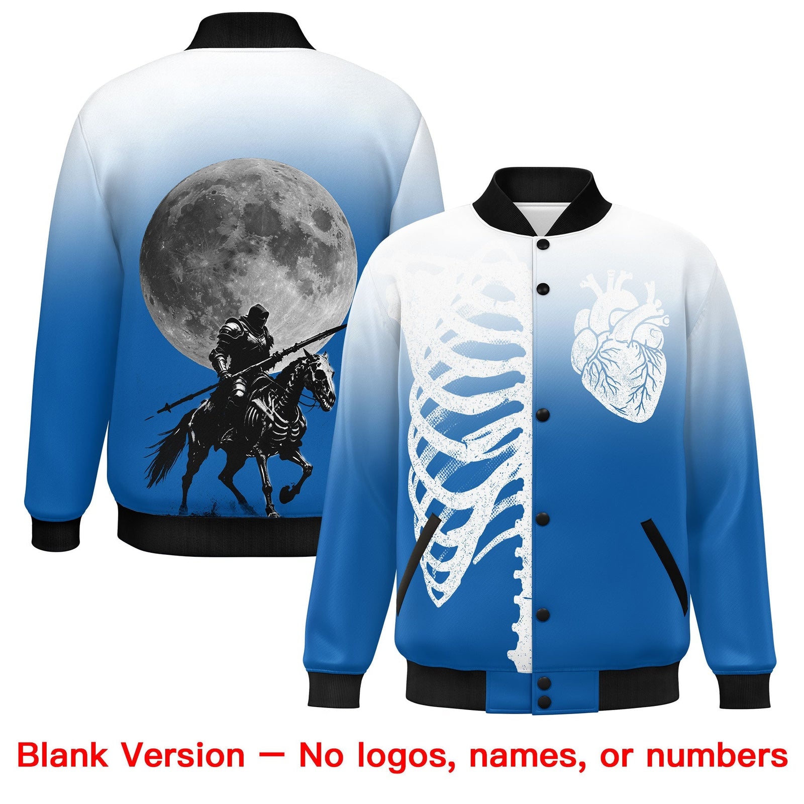 Custom White Royal Black skeleton Halloween Graffiti Pattern Stretch Fabric Jacket| KXKSHOP